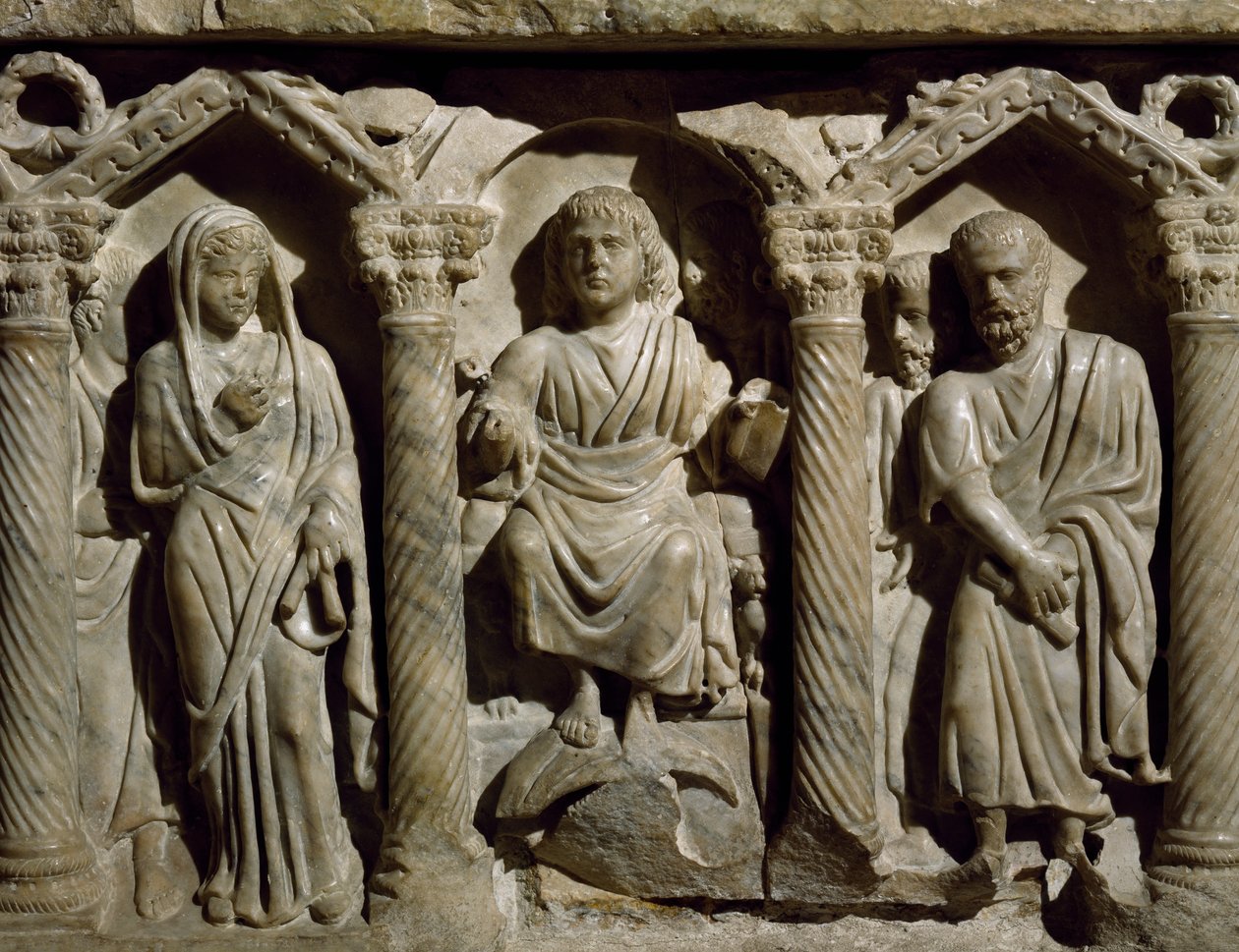 Blessed Giles Lahdi olarak da bilinen Erken Hıristiyan lahiti, mermer, San Bernardino Hitabeti, Perugia, Umbria, Detay, İtalya, 4. yüzyıl by Paleo Christian