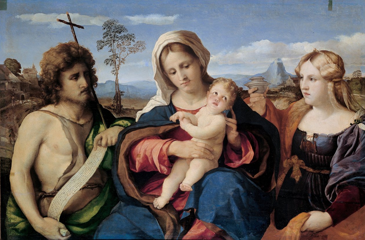 Vaftizci Yahya ve Magdalene ile Madonna ve Çocuk by Palma il Vecchio