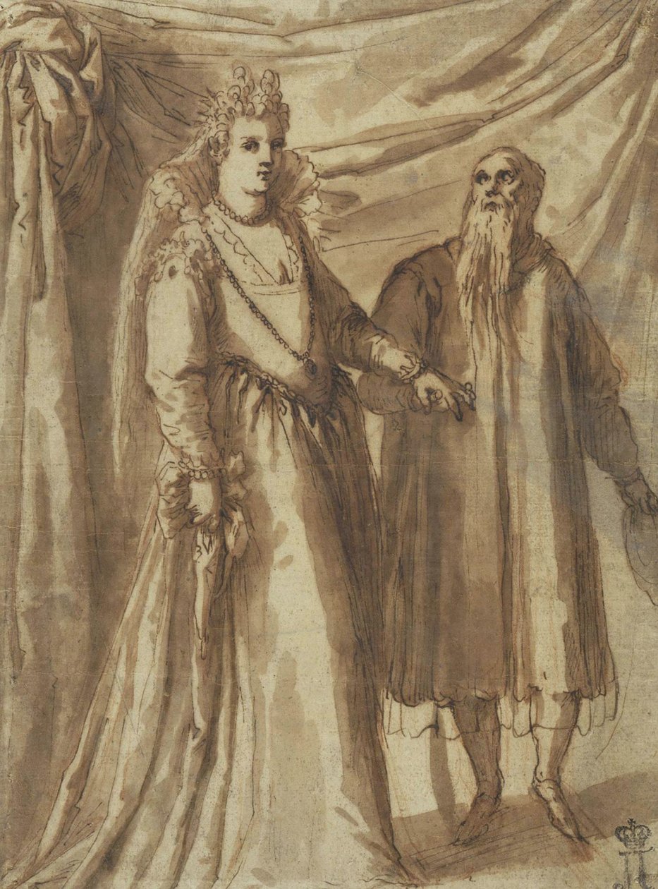 Gelinin Sunumu, c.1610 (kağıt üzerine kalem, fırça ve Hint mürekkebi) by Palma Il Giovane 1548 1628 Palma Il Giovane 1548 1628