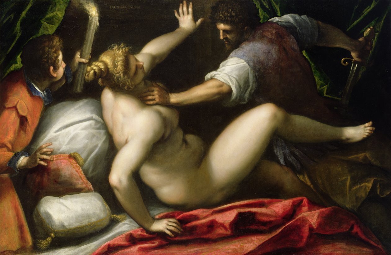 Tarquin ve Lucretia, 16. yüzyıl sonu (tuval üzerine yağlı boya) by Palma Il Giovane (1548 1628)