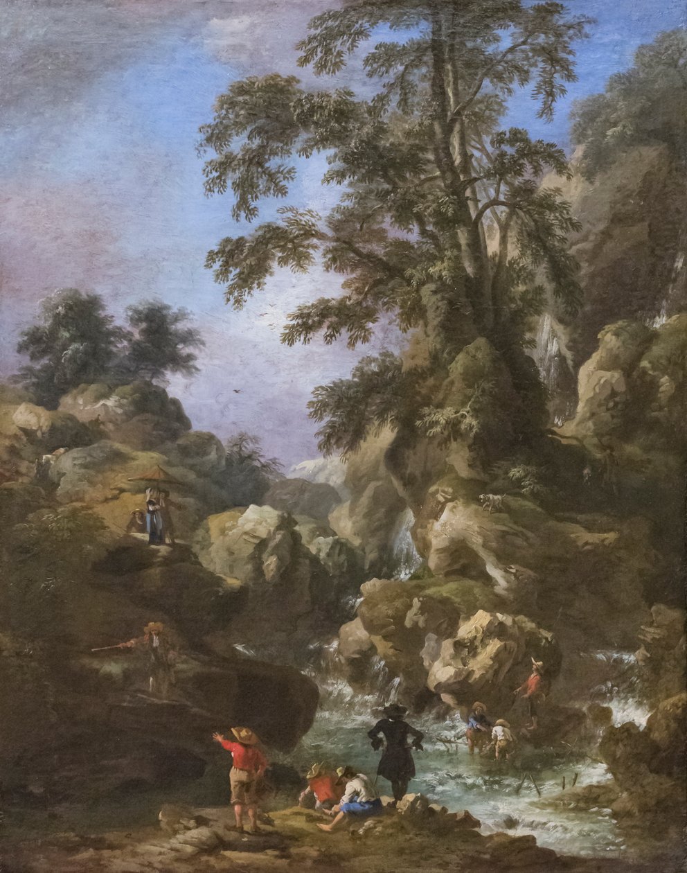 Şelale ve figürlerle manzara by Pandolfo Reschi