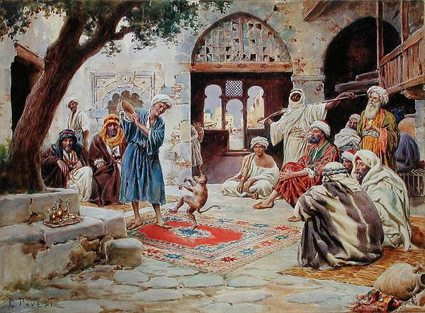 Gösteri yapan Maymun (kağıt üzerinde kurşun kalem izleri olan suluboya) by Paolino Pavesi