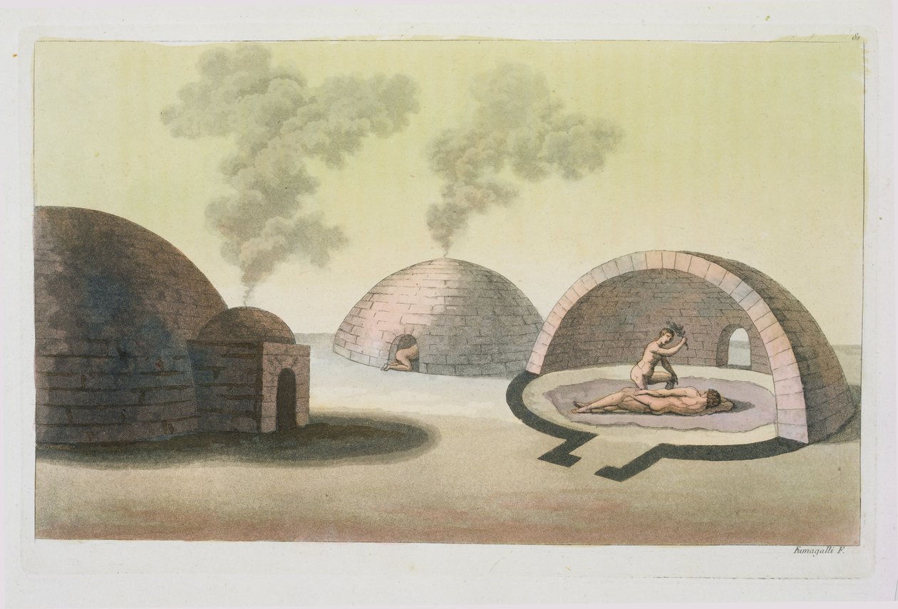Bir Temazcalli Töreni (renkli gravür) by Paolo Fumagalli