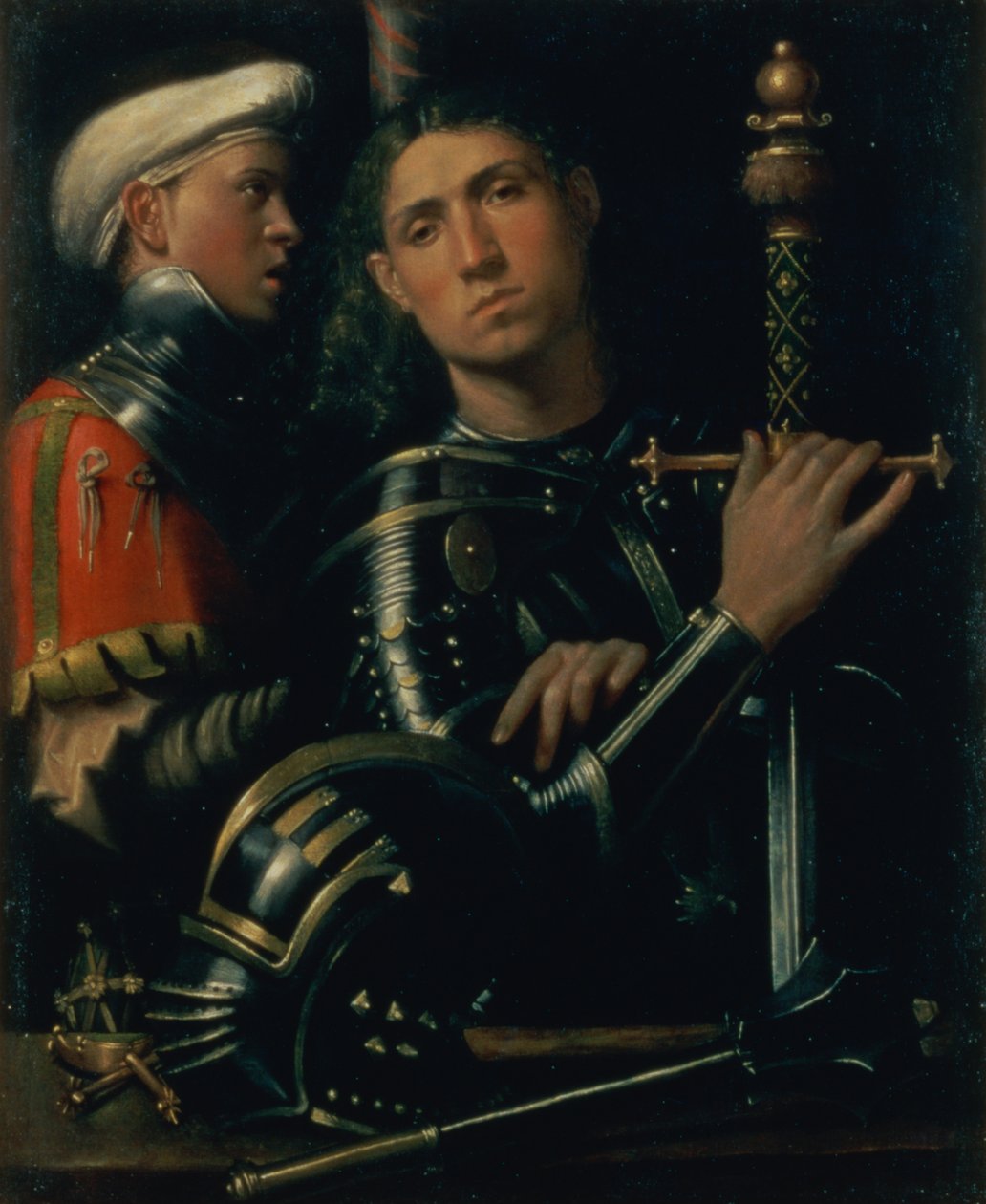 Bir Yüzbaşının Yaveriyle Portresi, c.1518-22 by Paolo Morando Cavazzola
