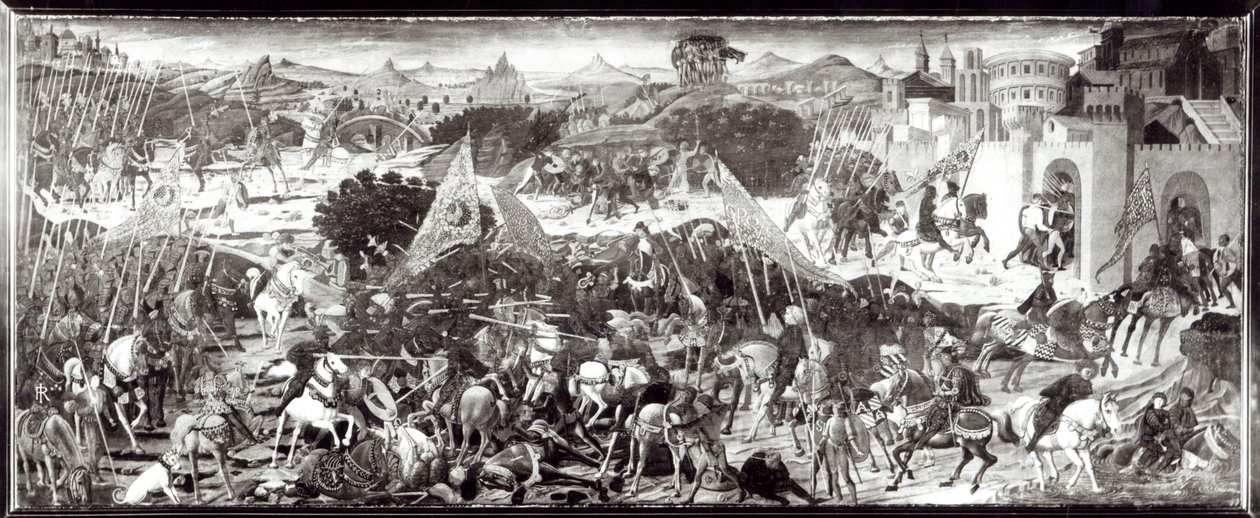 Romalılar ve Galyalılar savaşıyor veya Roma kapıları önünde Savaş (panelde sıcaklık) by Paolo Uccello