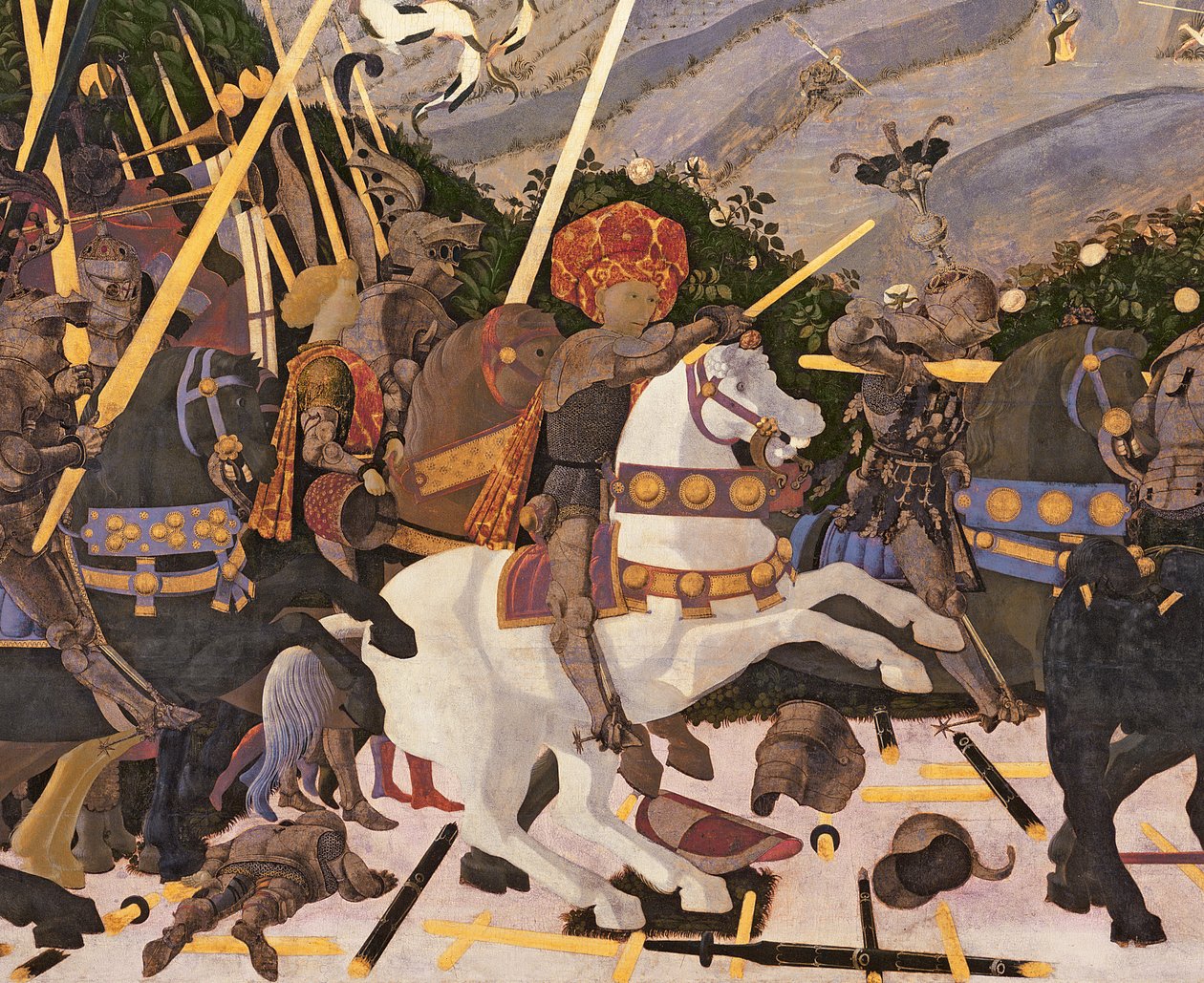 The Battle of San Romano, c.1450-60 tempera on panel detail of 30690 by Paolo Uccello