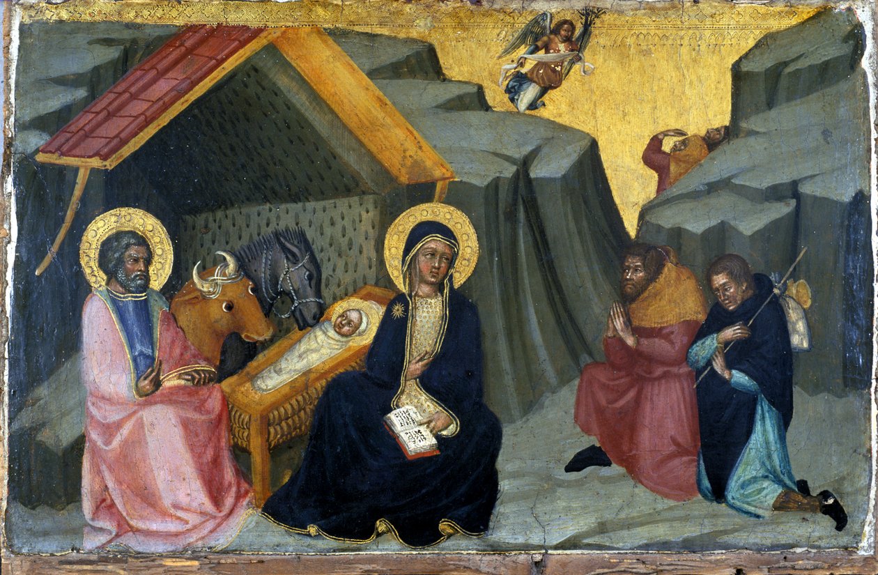 Çobanların Tapınması, c.1400 (ahşap üzerine tempera) by Paolo di Giovanni Fei