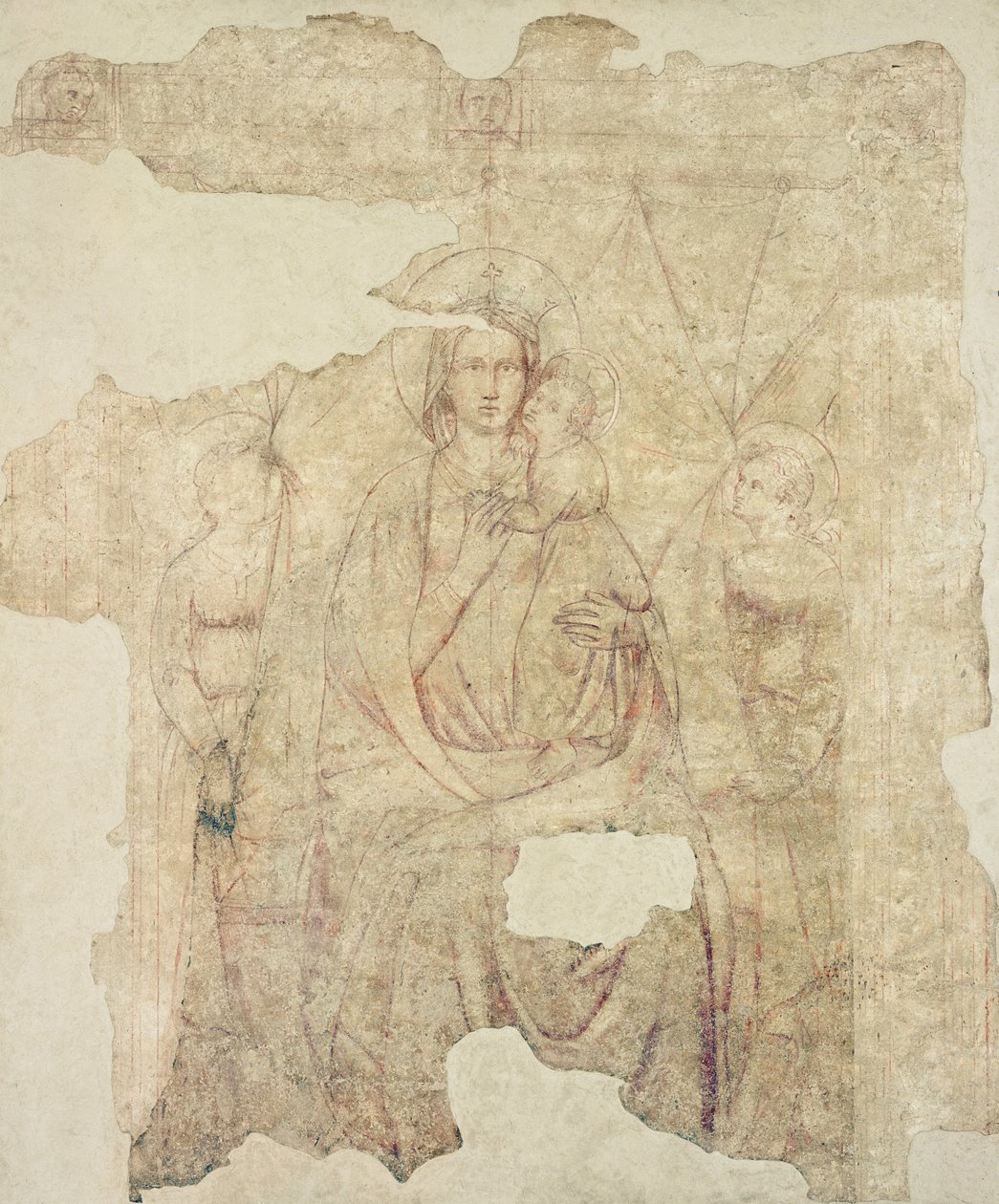 Madonna ve Çocuk Enthroned, bir fresk için çizim (kağıt üzerinde sinopya) by Paolo di Stefano Badaloni Schiavo