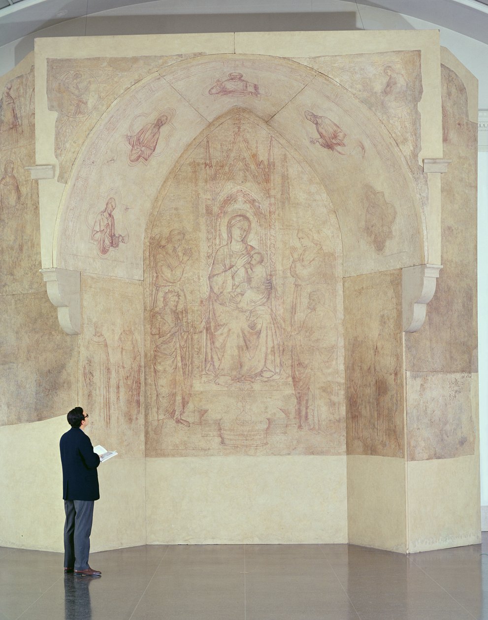 Madonna ve Çocuk Enthroned, bir fresk için çizim (kağıt üzerinde sinopya) by Paolo di Stefano Badaloni Schiavo