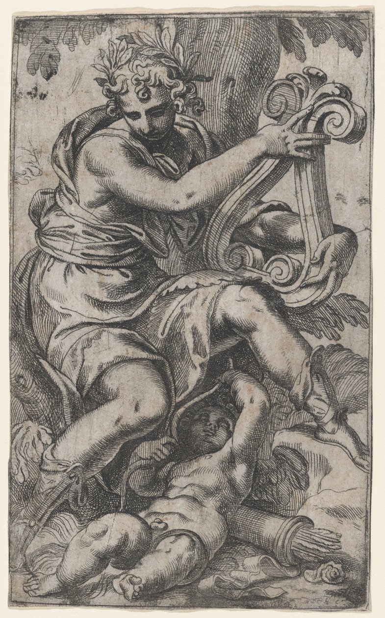 Bir lir ile Cupid ve Apollo, yaklaşık. 1568., yakl. 1568. by Paolo Farinati