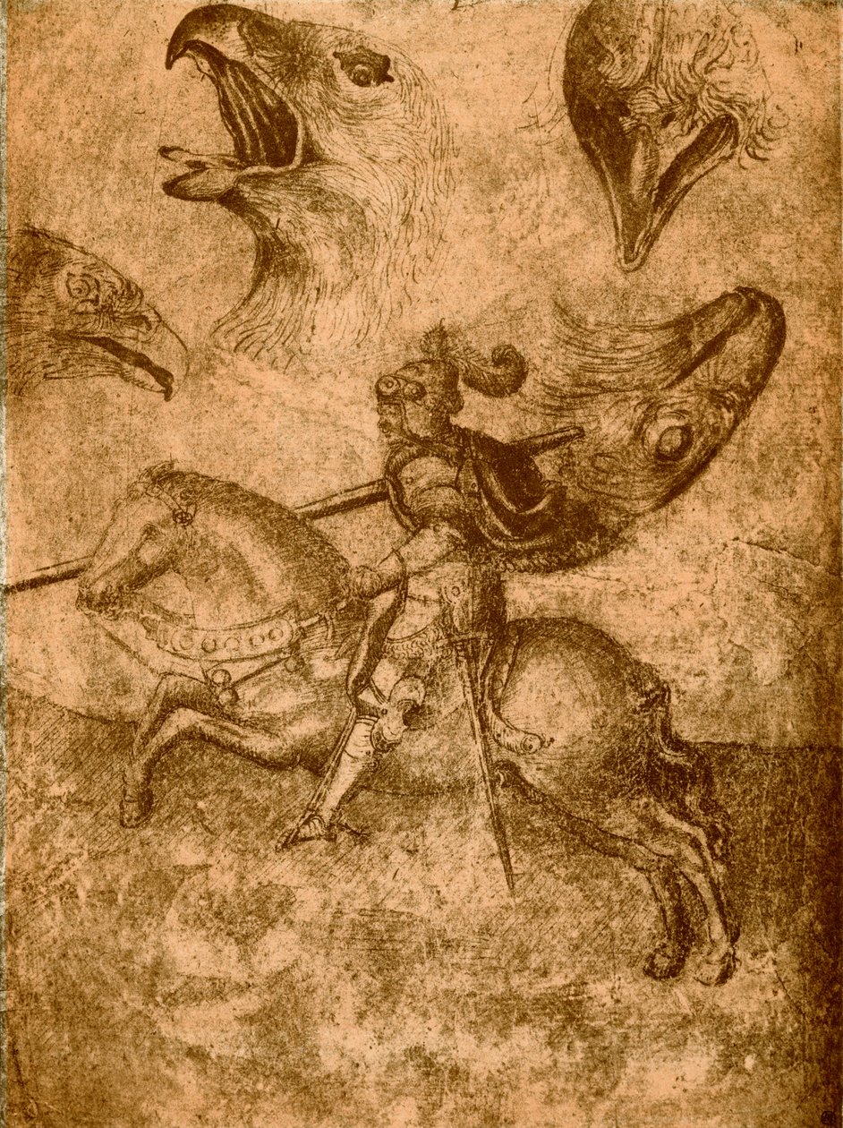 Mızrak ve kuş çalışmaları ile şövalye by Paolo Uccello