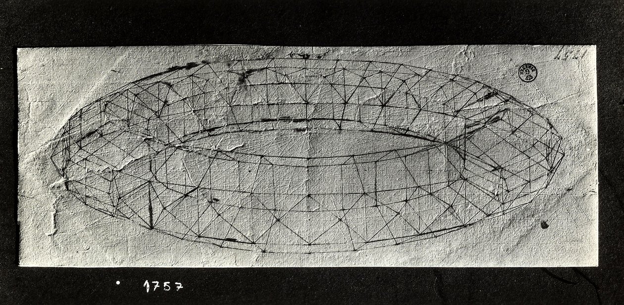 Bir "mazzocchio" (başlığın yastıklı haddelenmiş tabanı) çalışması (kağıt üzerinde kalem ve mürekkep) by Paolo Uccello