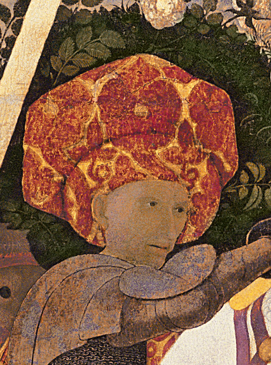 San Romano Savaşı, Floransalı paralı askerlerin Niccolo da Tolentino d.1435 lideri başkanının detayı, 30690 panel detayında c.1450-60 tempera by Paolo Uccello