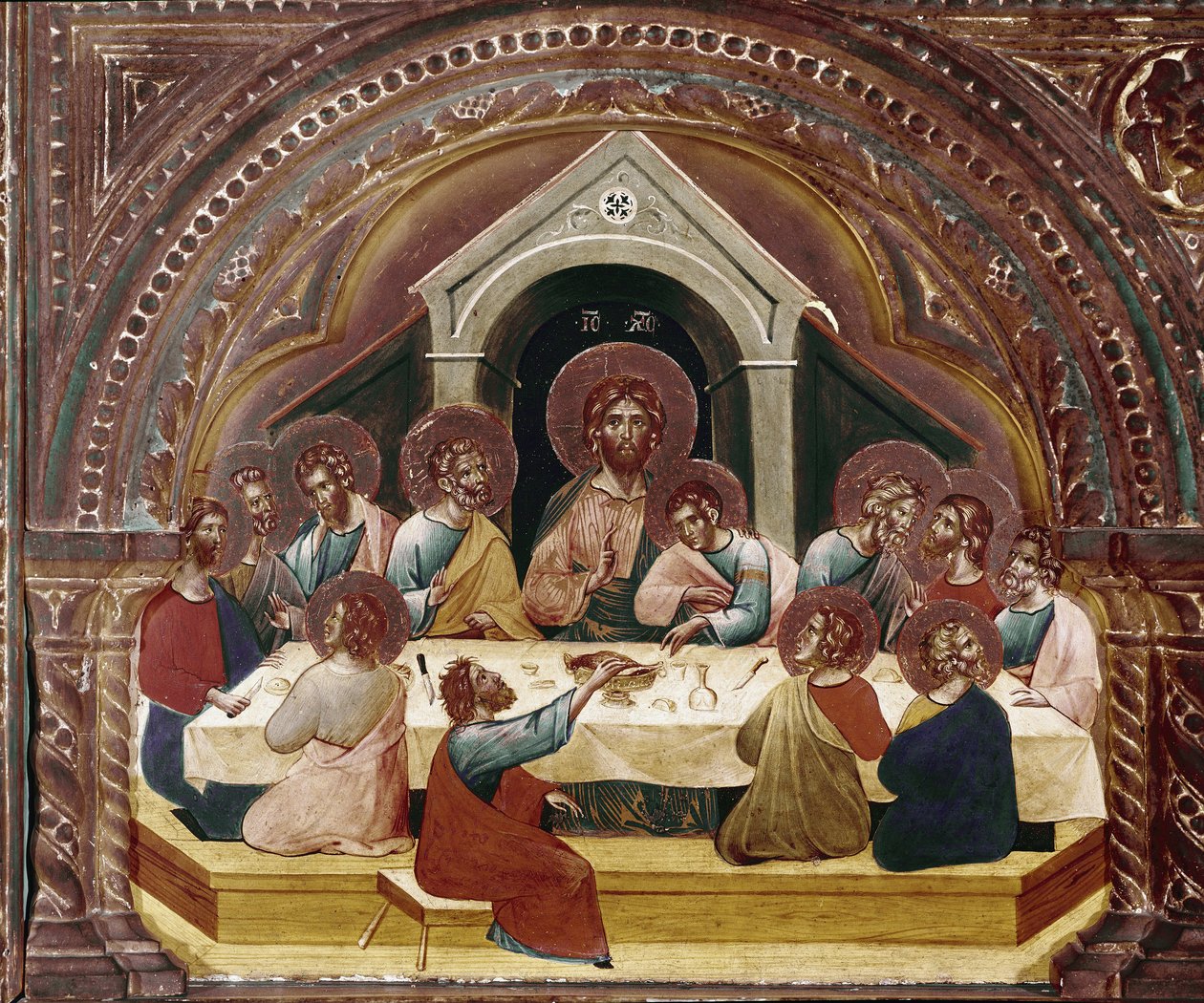 Son Akşam Yemeği, Santa Chiara poliptiğinin detayı (tahta üzerine yağlı boya, yaklaşık 1350) by Paolo Veneziano
