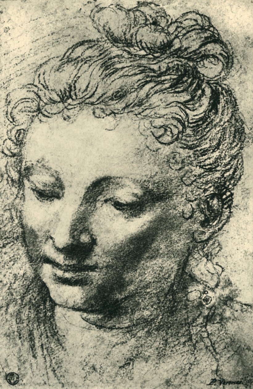 Aşağı bakan bir kadının başı, 16. yüzyılın ortalarında, 1943. by Paolo Veronese