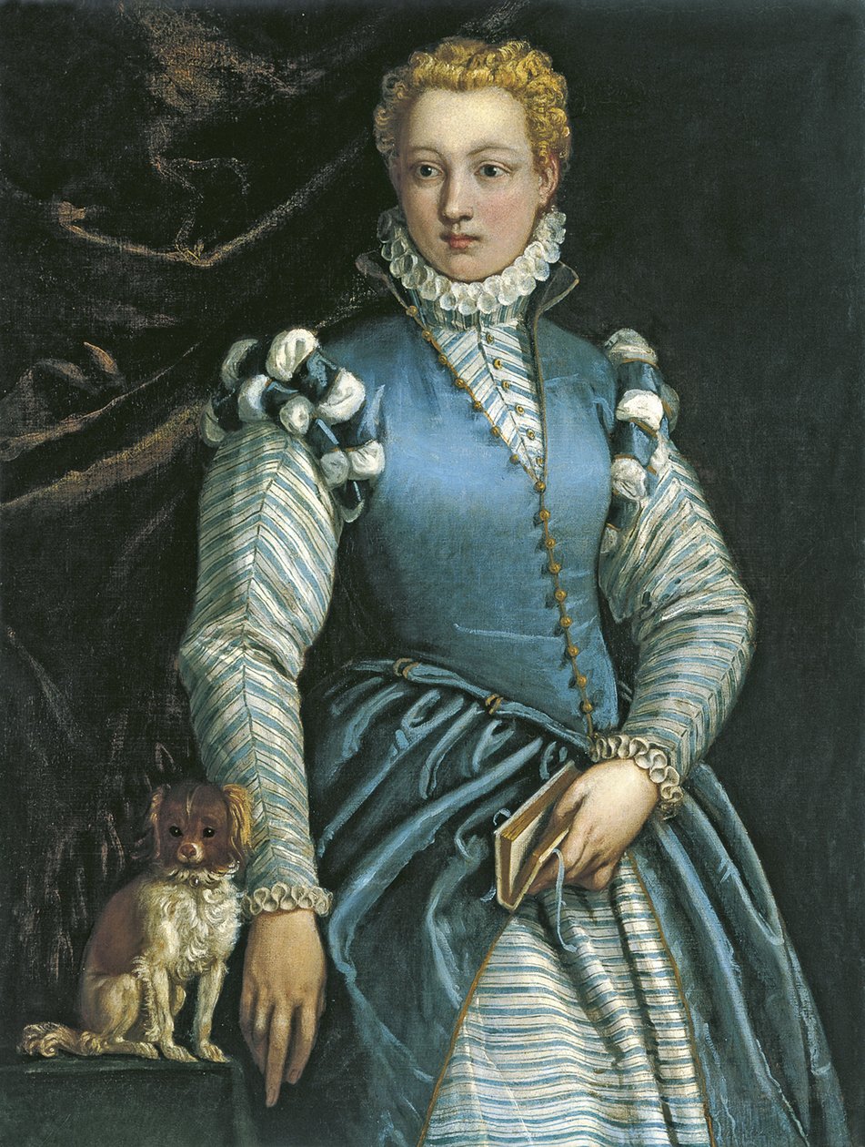 Köpekli Bir Kadının Portresi by Paolo Veronese