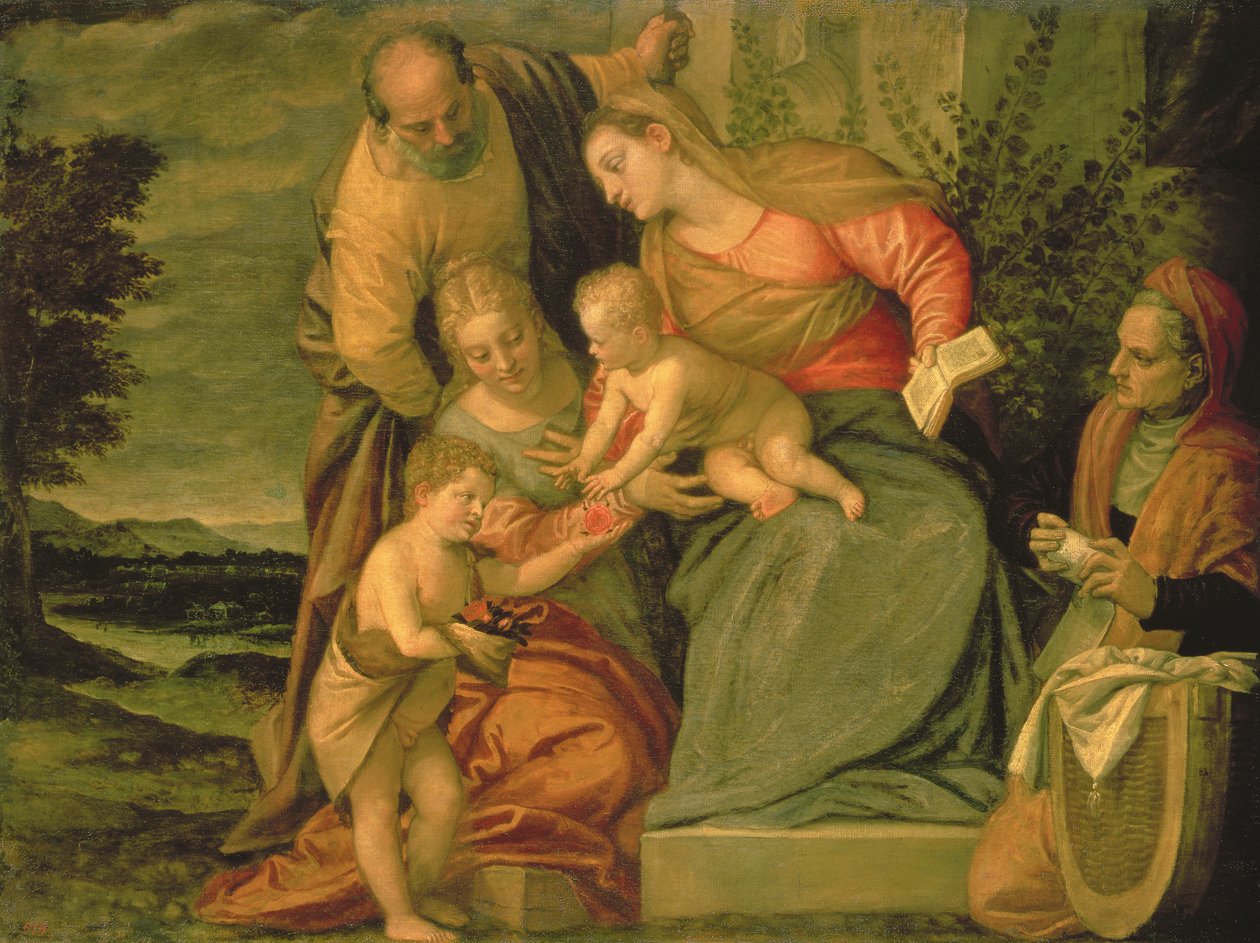 Aziz Elizabeth ve Vaftizci Yahya ile Kutsal Aile by Paolo Veronese