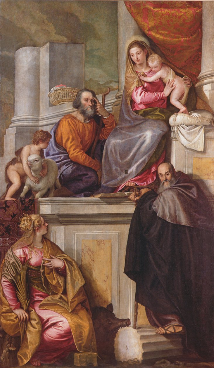 Vaftizci Yahya, Aziz Anthony Abbot ve Aziz Catherine ile Kutsal Aile, 1551 by Paolo Veronese