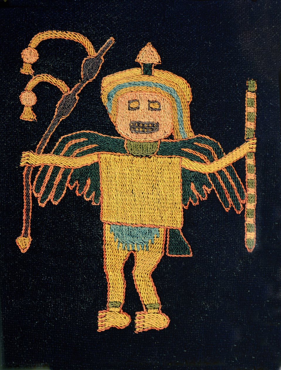 Detail of a piece of woollen fabric textile by Paracas Culture