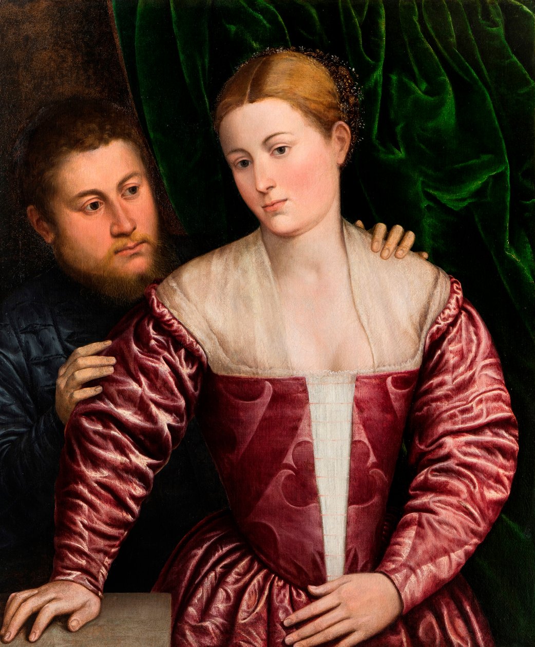 Venedikli Bir Kadının Çifte Portresi ve Şövalyesi, c. 1560. by Paris Bordone