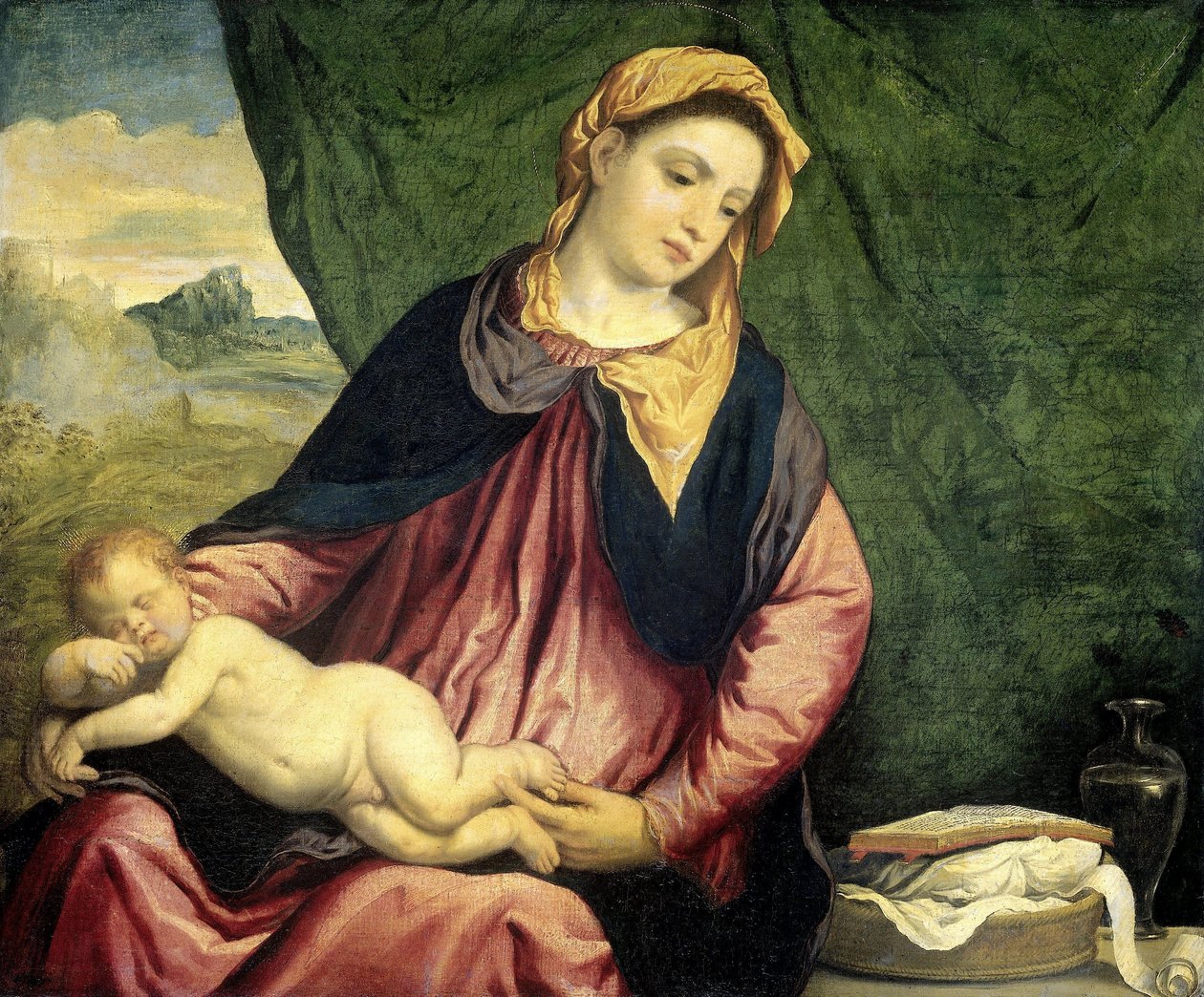 Uyuyan Çocukla Madonna by Paris Bordone