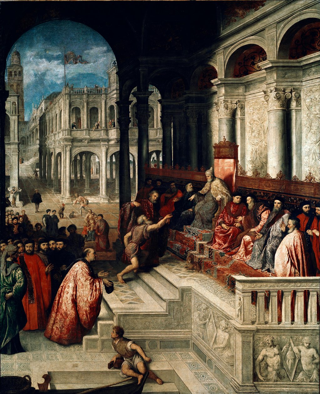 Doge yüzüğünün Andrea Gritti'ye teslimi (1455-1538) Paris Bordon veya Bordone Tablosu (1500-1571) 1540 yakl. Galerie dell'Accademia, Venedik by Paris Bordone