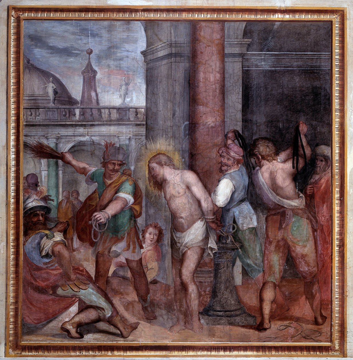 İsa'nın tutkusu, İsa'nın kırbaçlanması (Fresco by Paris Nogari