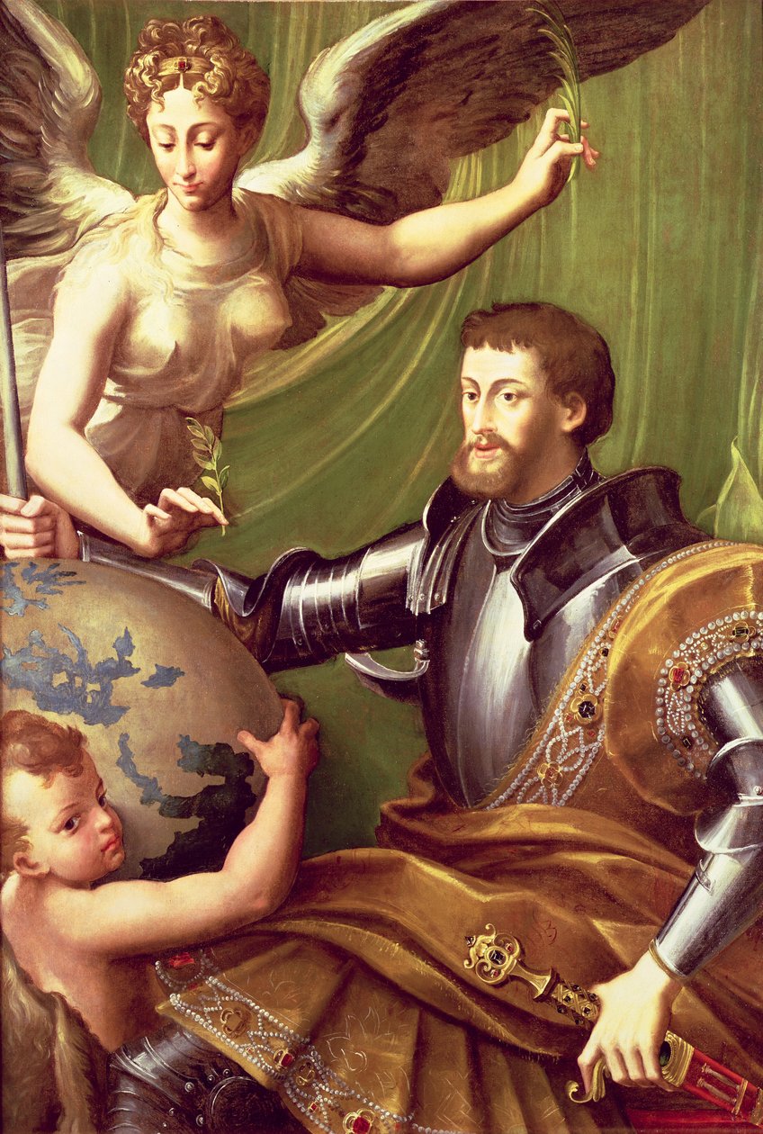 İmparator Charles V (1500-58) Dünyayı Karşılarken, c.1529 by Parmigianino
