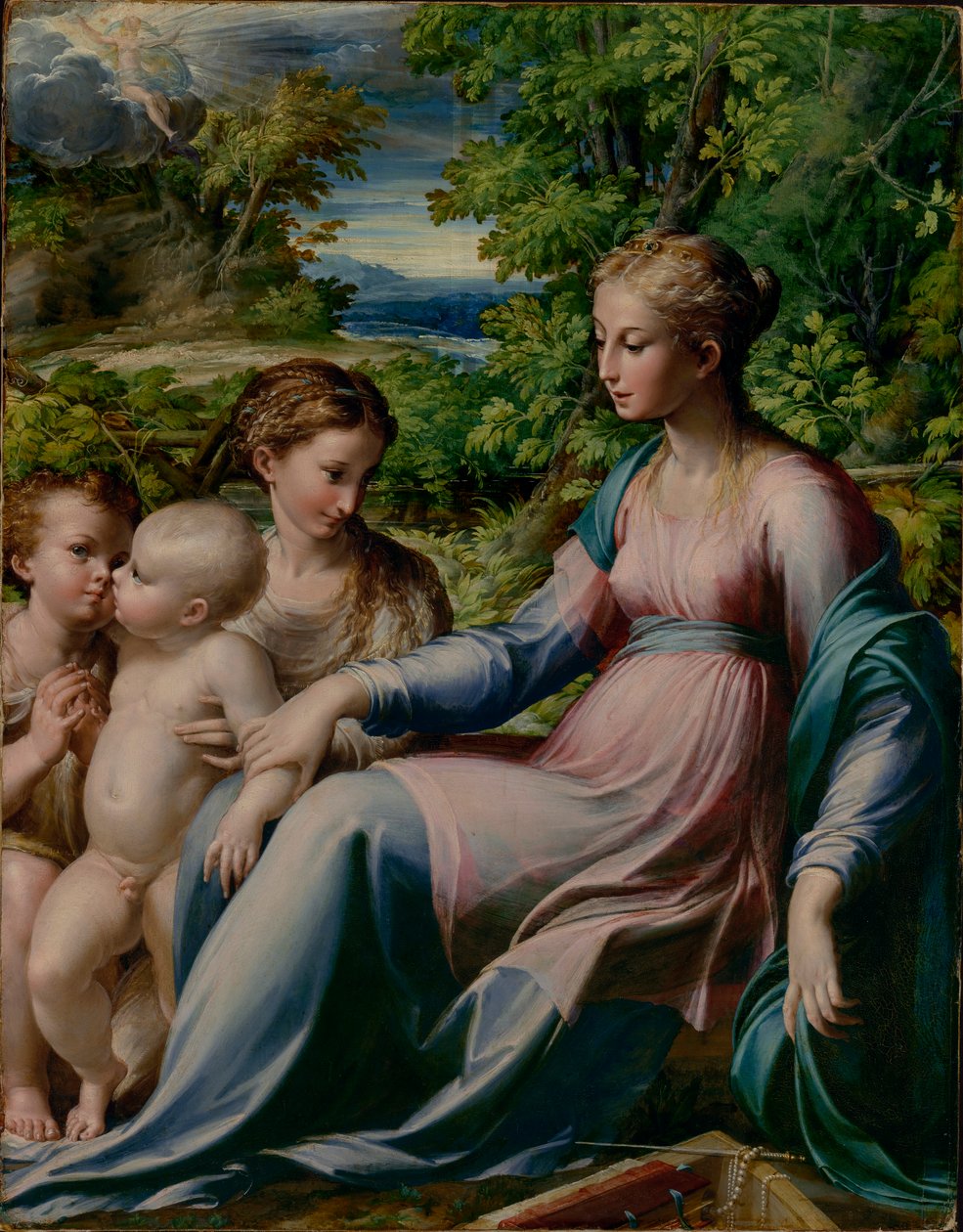 Parmigianino - Vaftizci Yahya ve Mecdelli Meryem ile Bakire ve Çocuk by Parmigianino