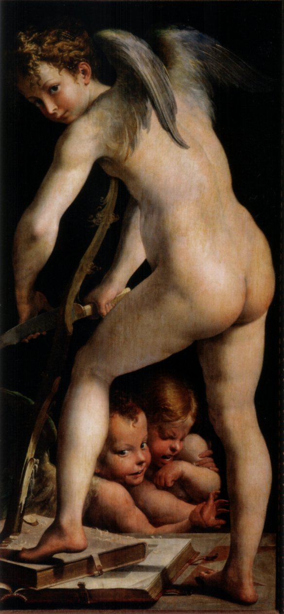 Aşk tanrısı yay yapıyor by Parmigianino