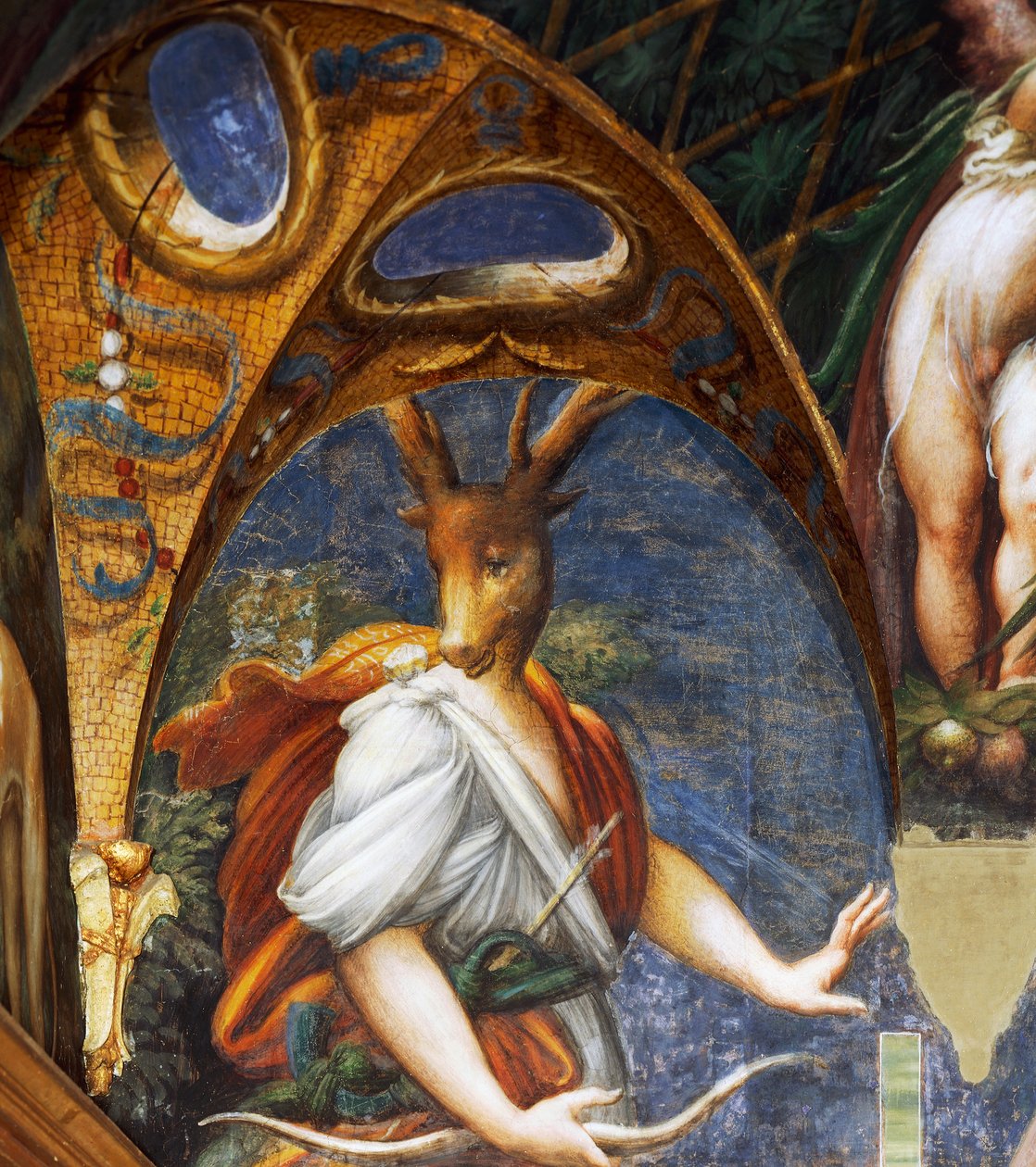 Actaeon, Diane ve Acteon salonunun detayı Diana tarafından erkek geyiğe dönüştürüldü by Parmigianino