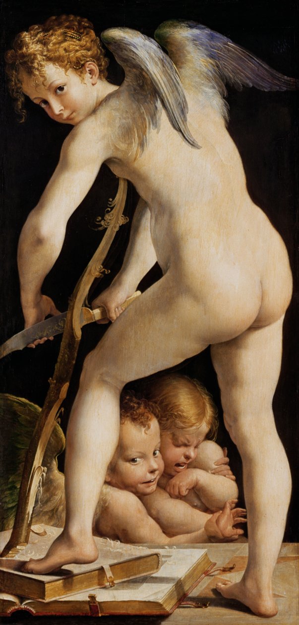 Bir yay oyma aşk tanrısı by Parmigianino