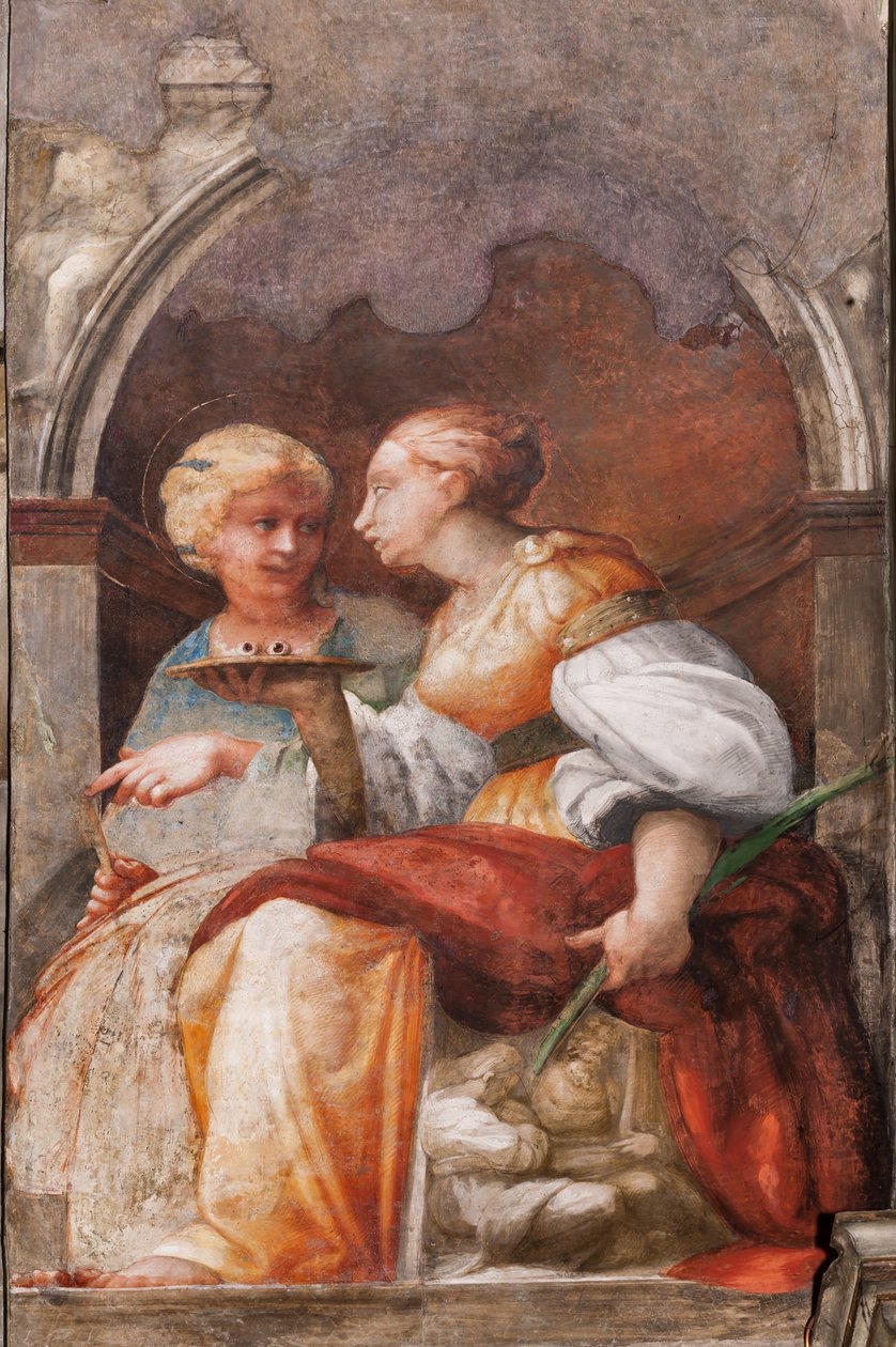 St Lucy ve St Apollonia, c.1523 (fresk) by Parmigianino