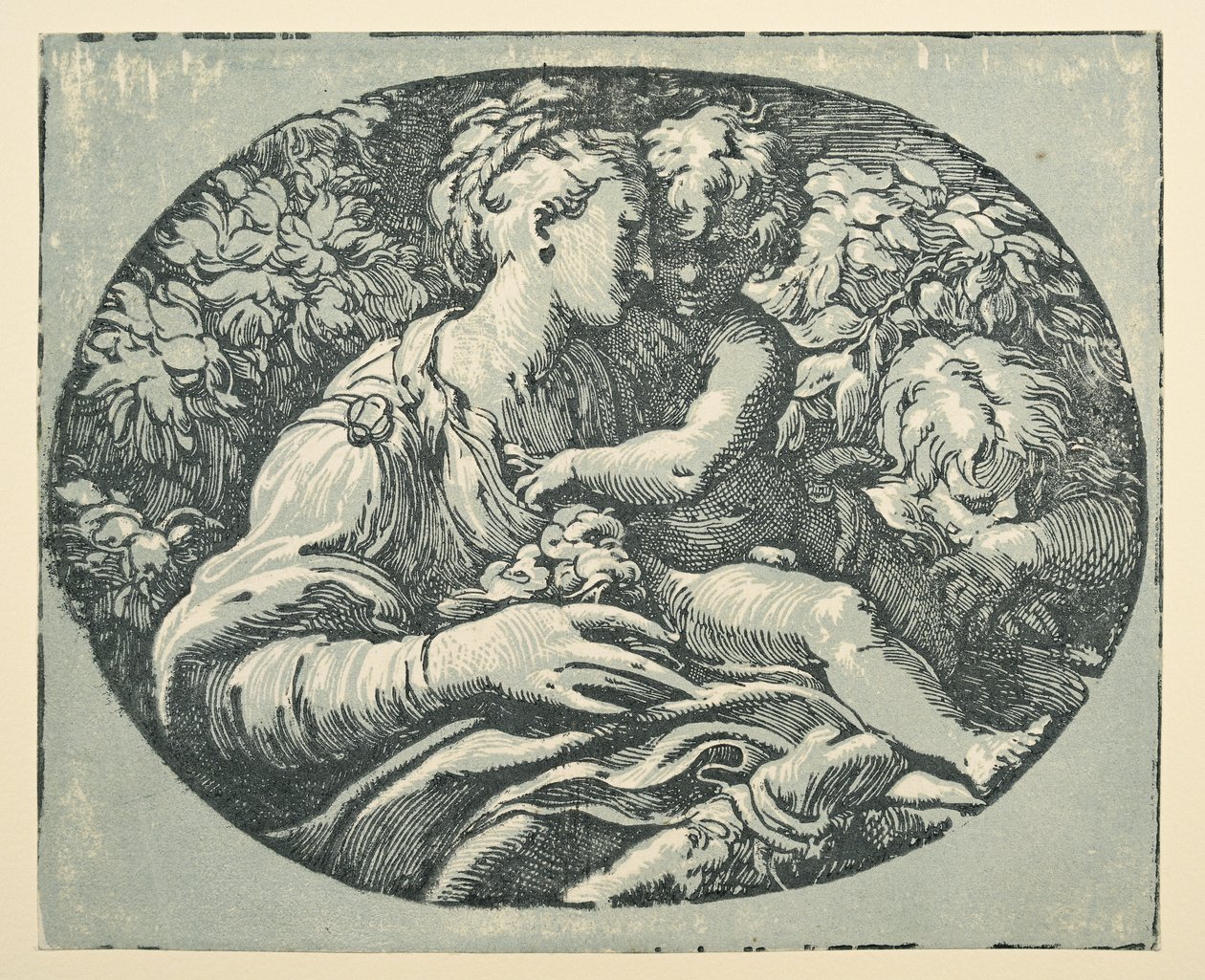 Bebek Aziz John ile Bakire ve Çocuk (kağıt üzerinde mürekkep (siyah ve mavi-yeşil)) by Parmigianino