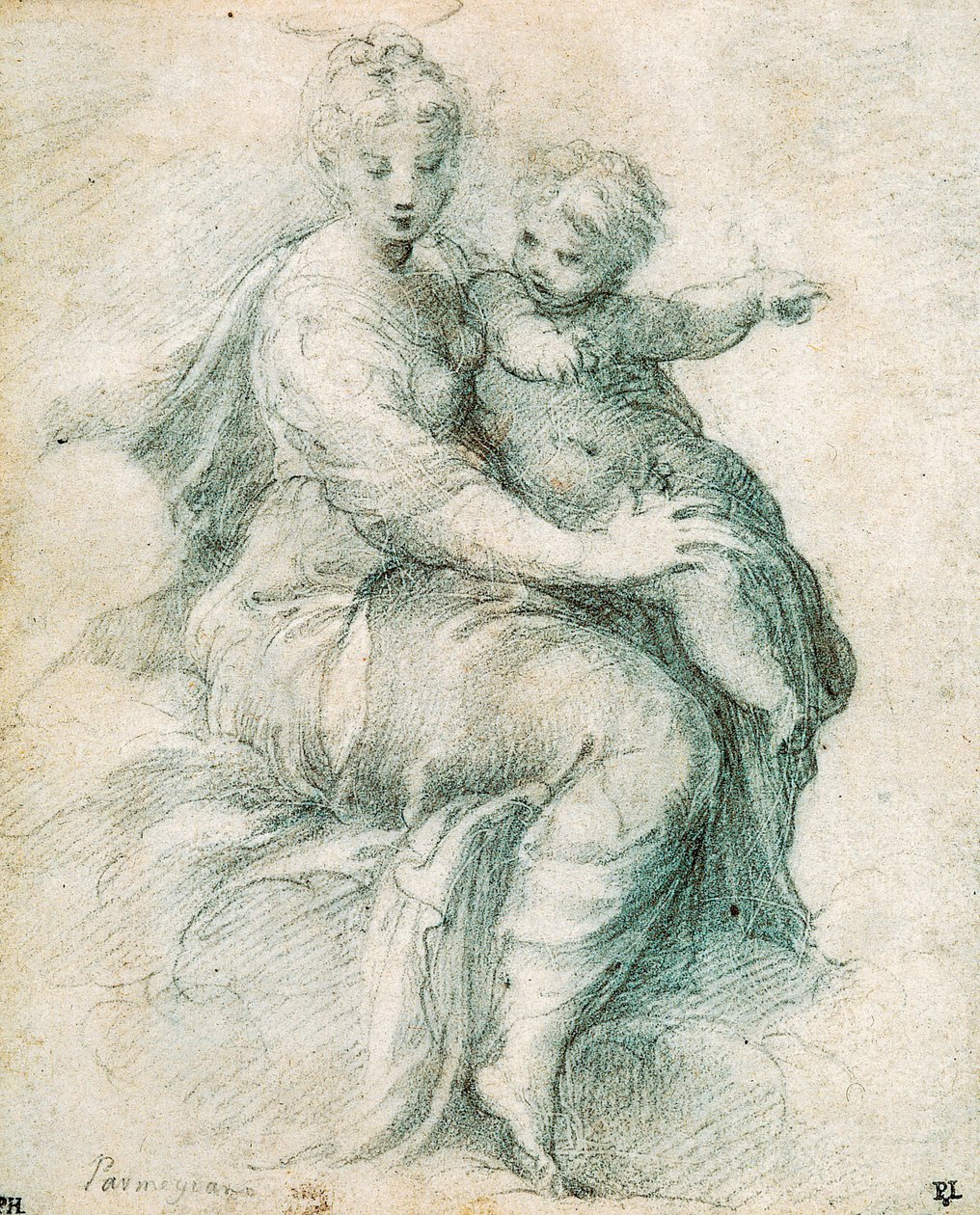 Bulutlardaki Madonna ve Çocuk, c1525. by Parmigianino