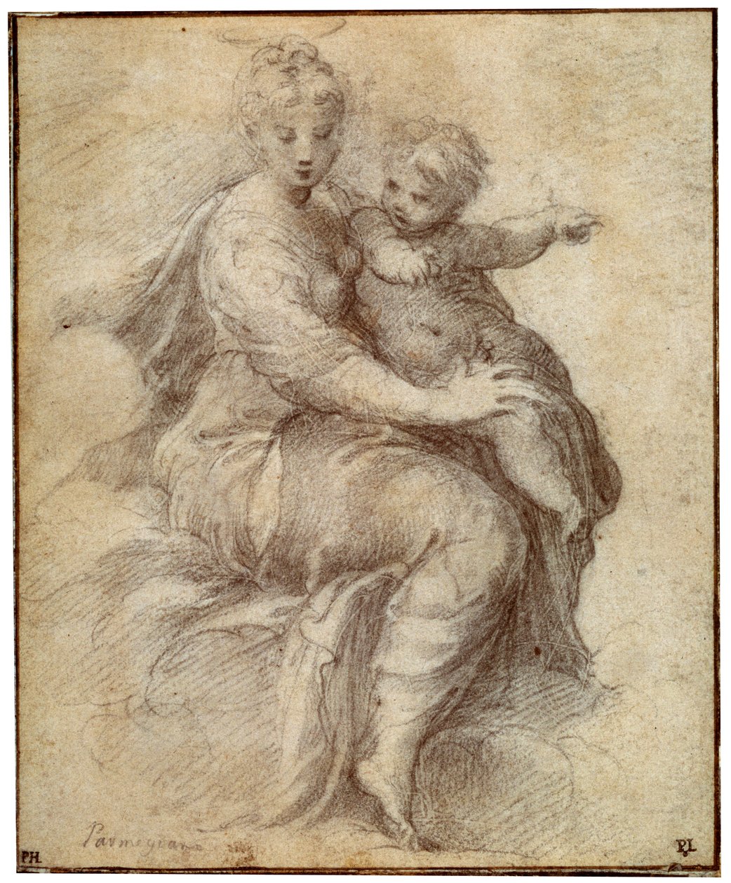 Bulutlardaki Madonna ve Çocuk, c1525 by Parmigianino