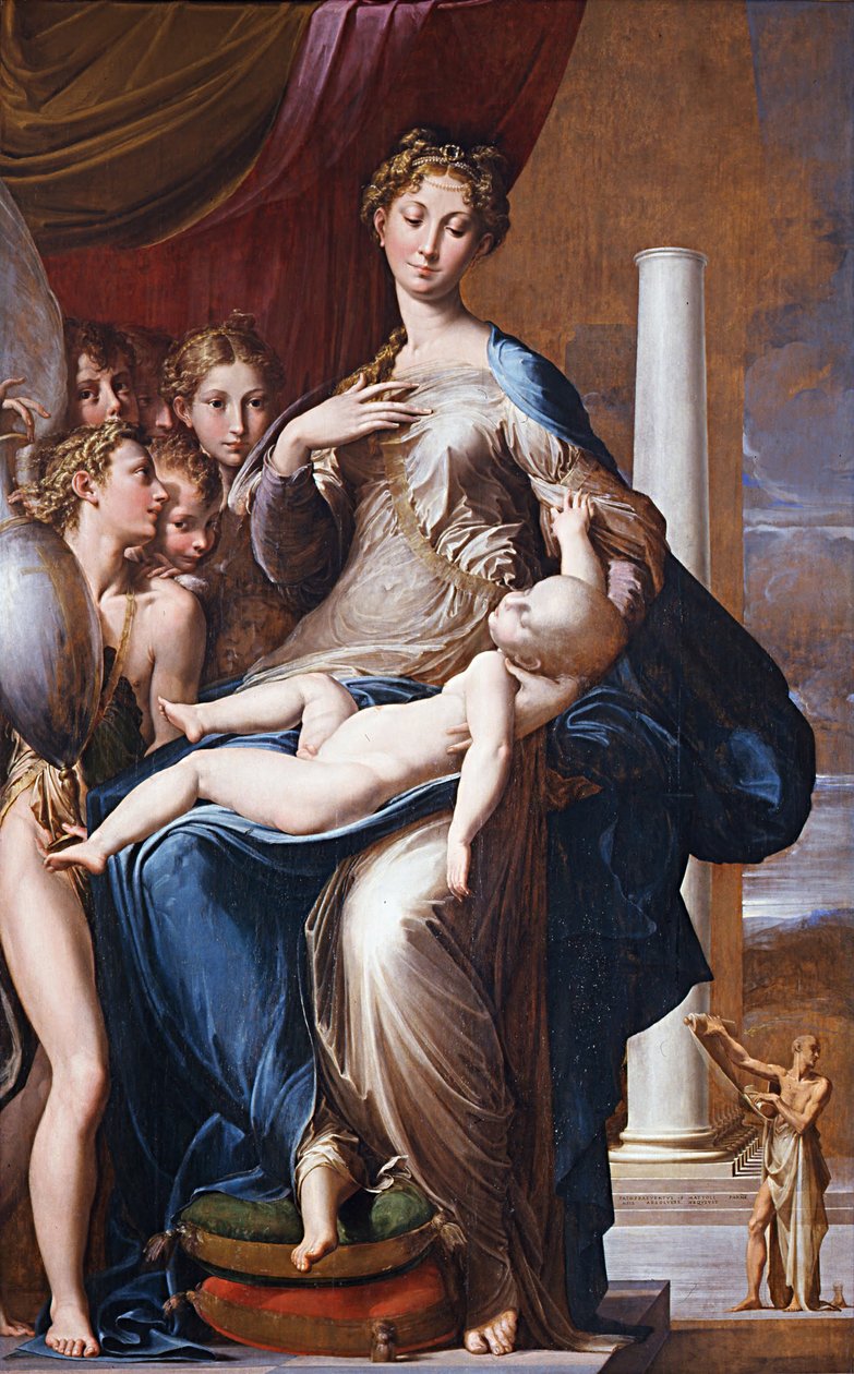 Madonna ve Meleklerle Çocuk Uzun Boyunlu Madonna, 1534-1540 Arası by Parmigianino