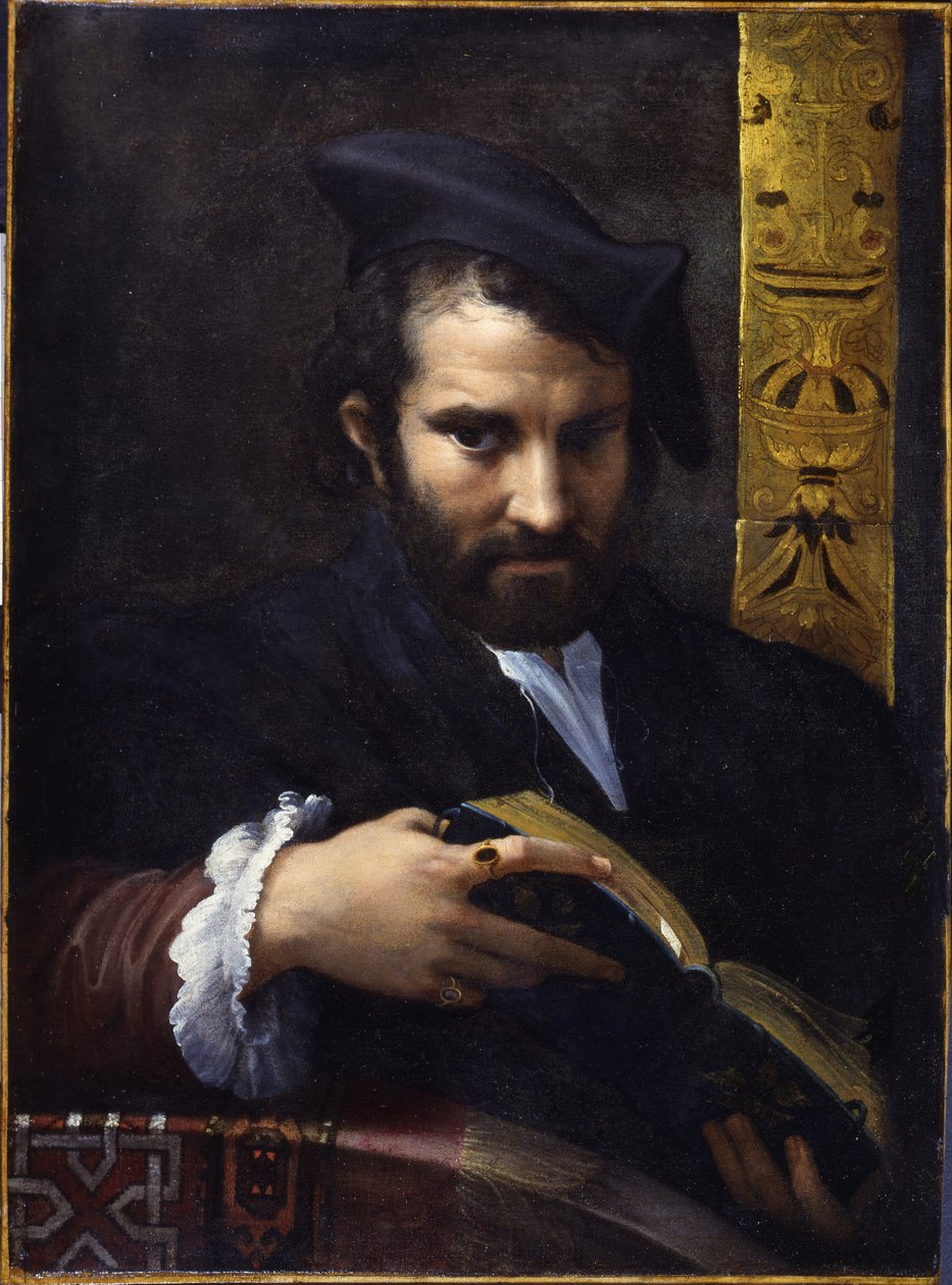 Elinde kitap olan bir adamın portresi, yaklaşık 1524. by Parmigianino
