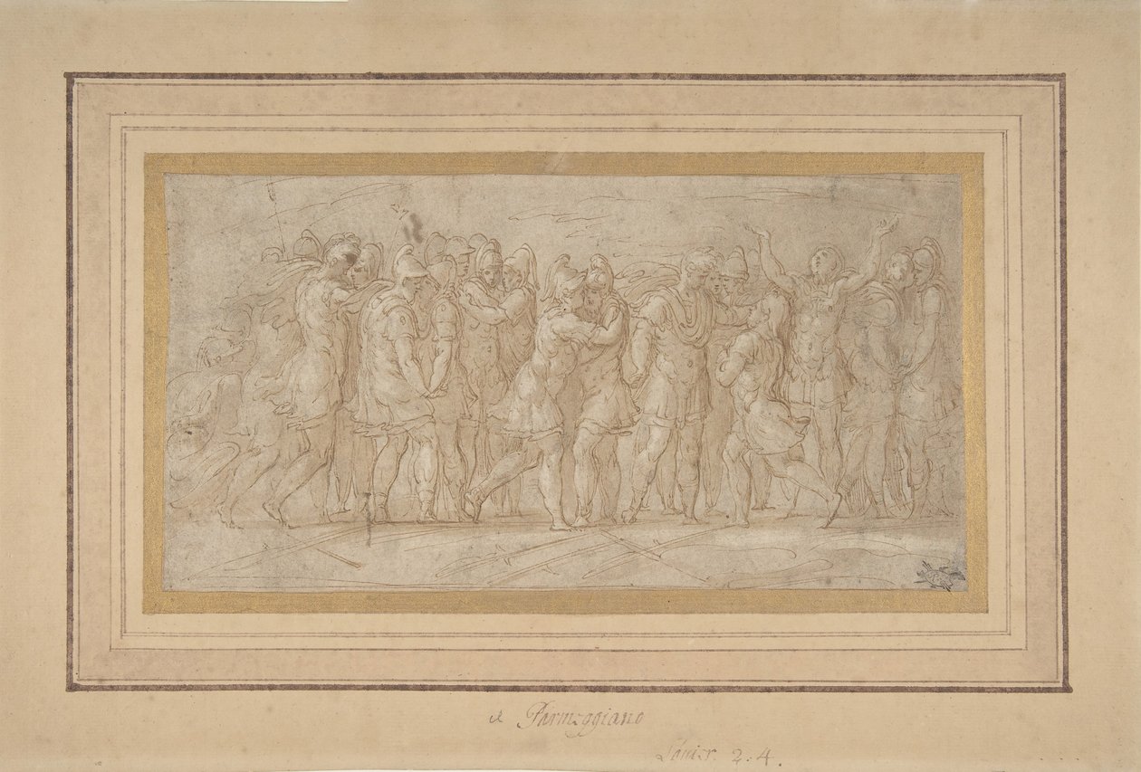 Bir Zaferden Sonra Kutlayan Romalı veya Yunan Savaşçıları, 1503-40. by Parmigianino