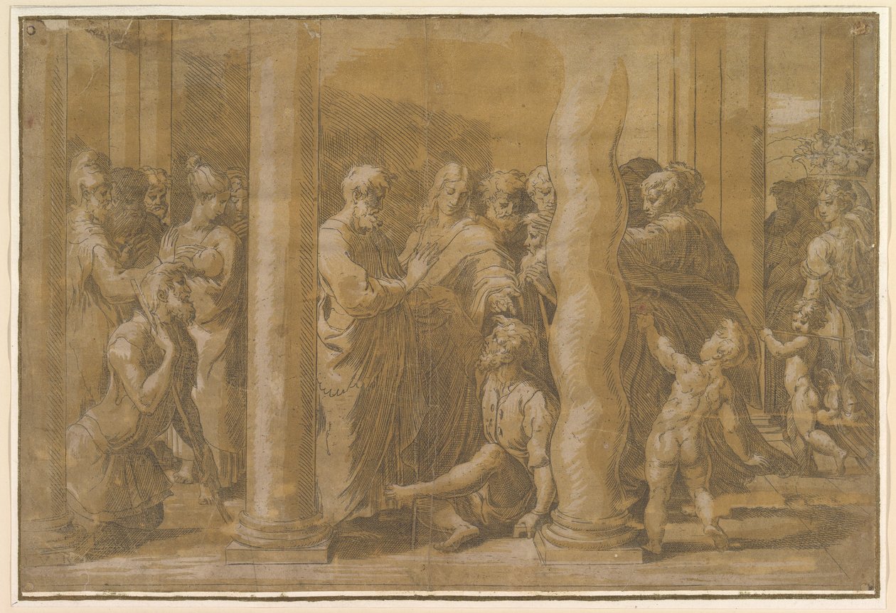 Aziz Peter ve John Hastaları iyileştiriyor, 16. yüzyılın başlarında. by Parmigianino