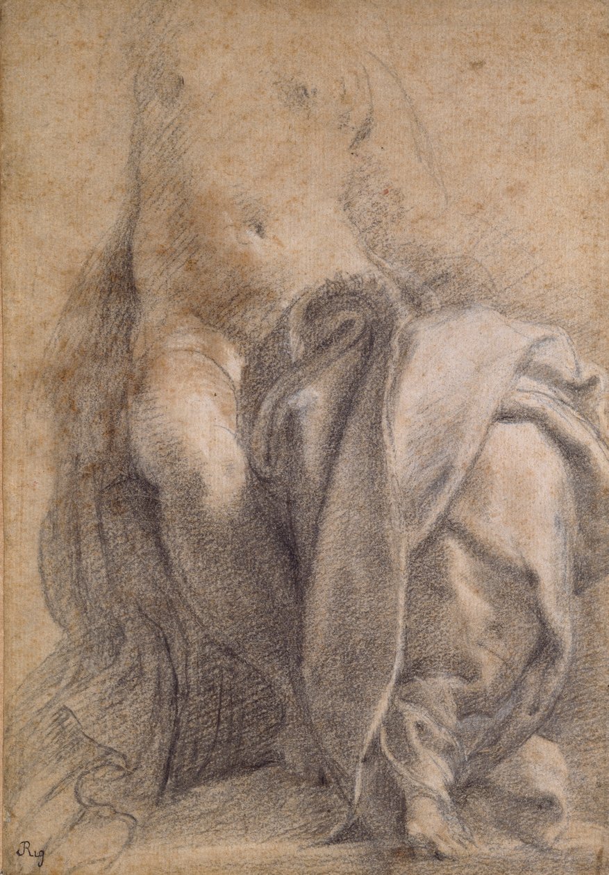 Perdelik Giyen Oturan Yarı Çıplak Kadın, 1520-1540 by Parmigianino