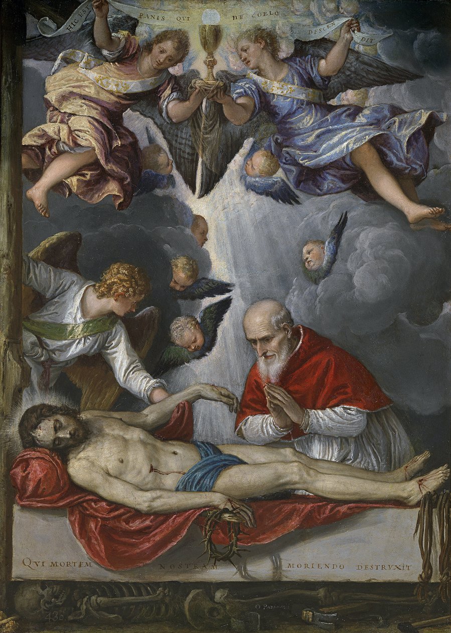 Papa Pius V (Antonio Michele Ghislieri) tarafından tapılan Ölü İsa by Parrasio Micheli