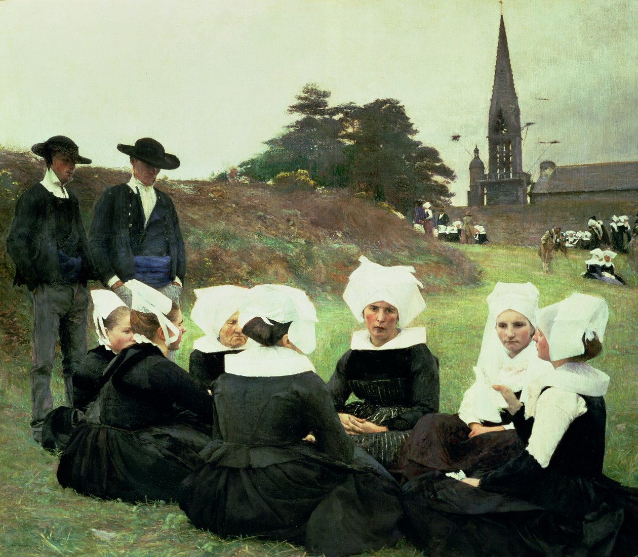 Breton Women Sitting at a Pardon  by Pascal Adolphe Jean Dagnan Bouveret