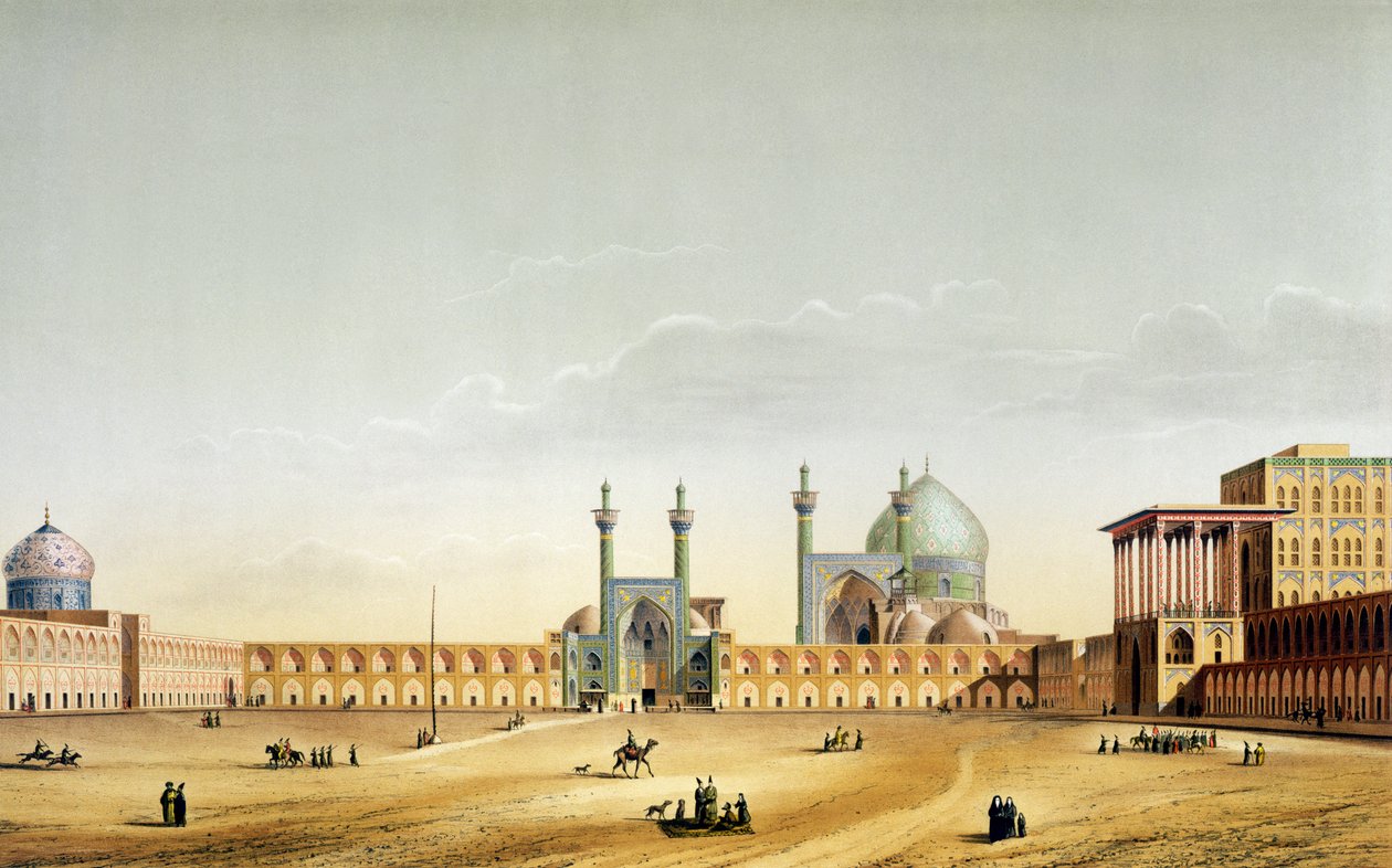 Kraliyet Sarayı ve Mescid-i Şah, İsfahan, A. Levie tarafından kazınmış 