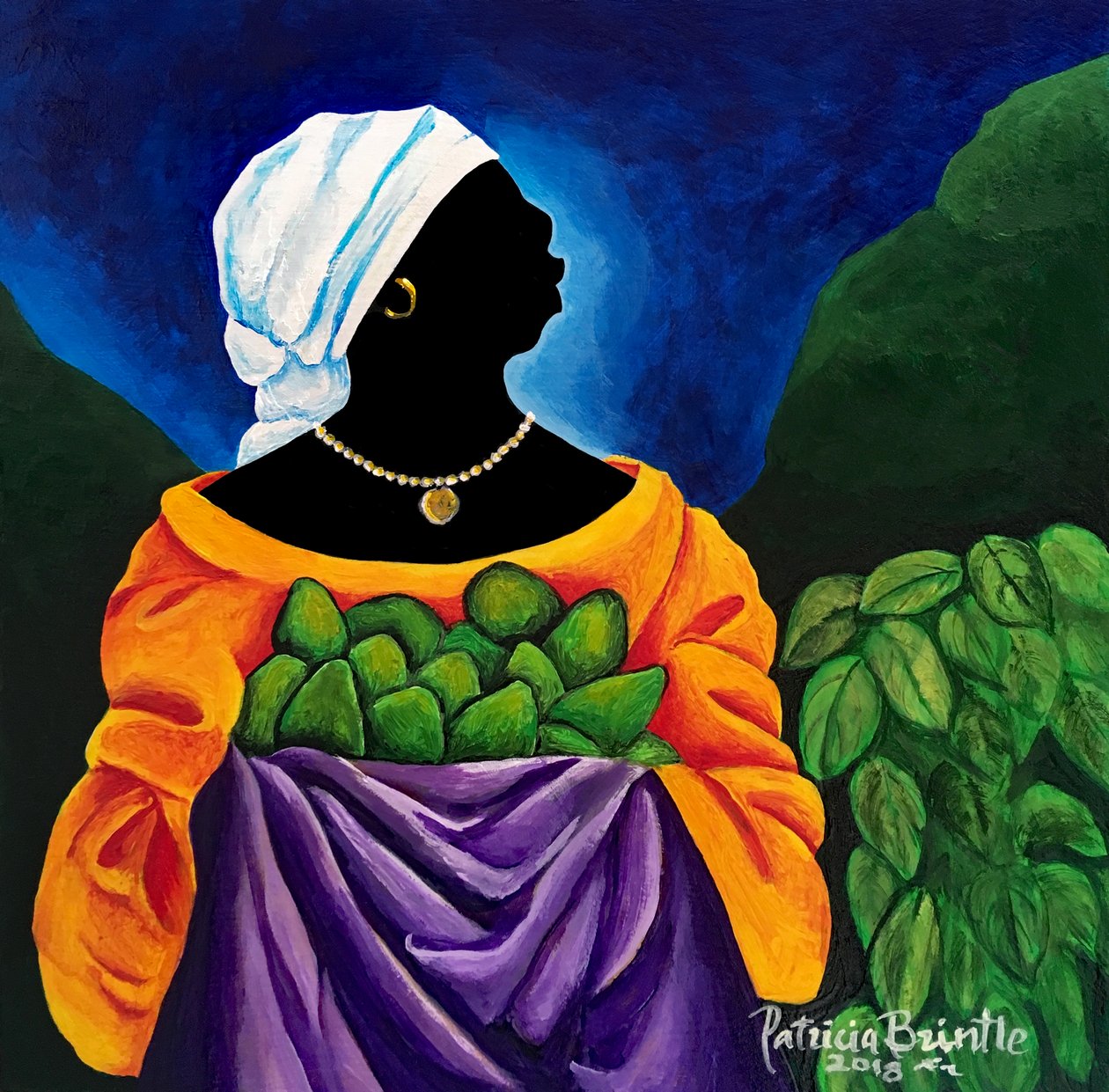 Avokado bolca,2018 (ahşap üzerine akrilik) by Patricia Brintle