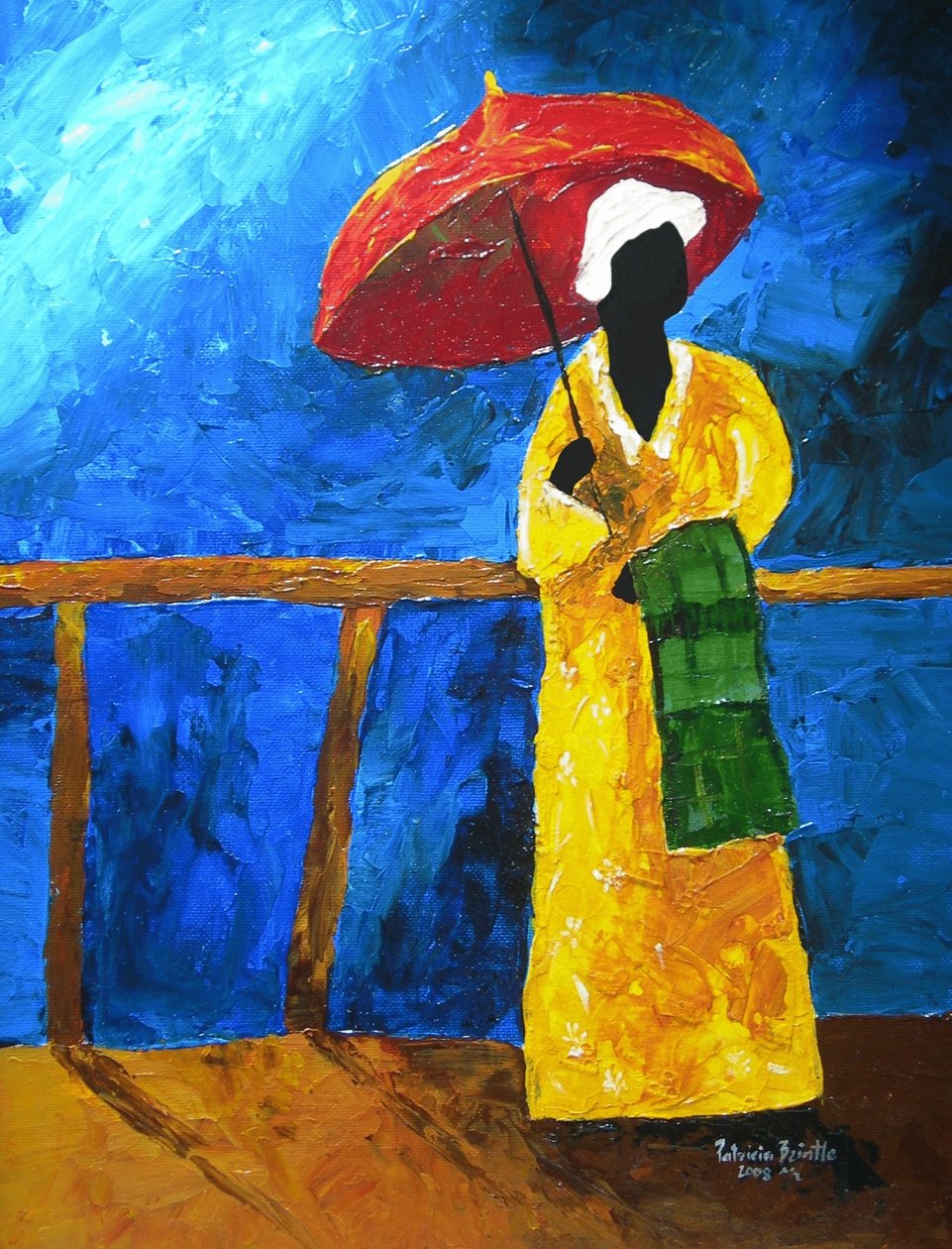 Yolda yeşil ekose, 2008, (sanat tahtasında akrilik) by Patricia Brintle