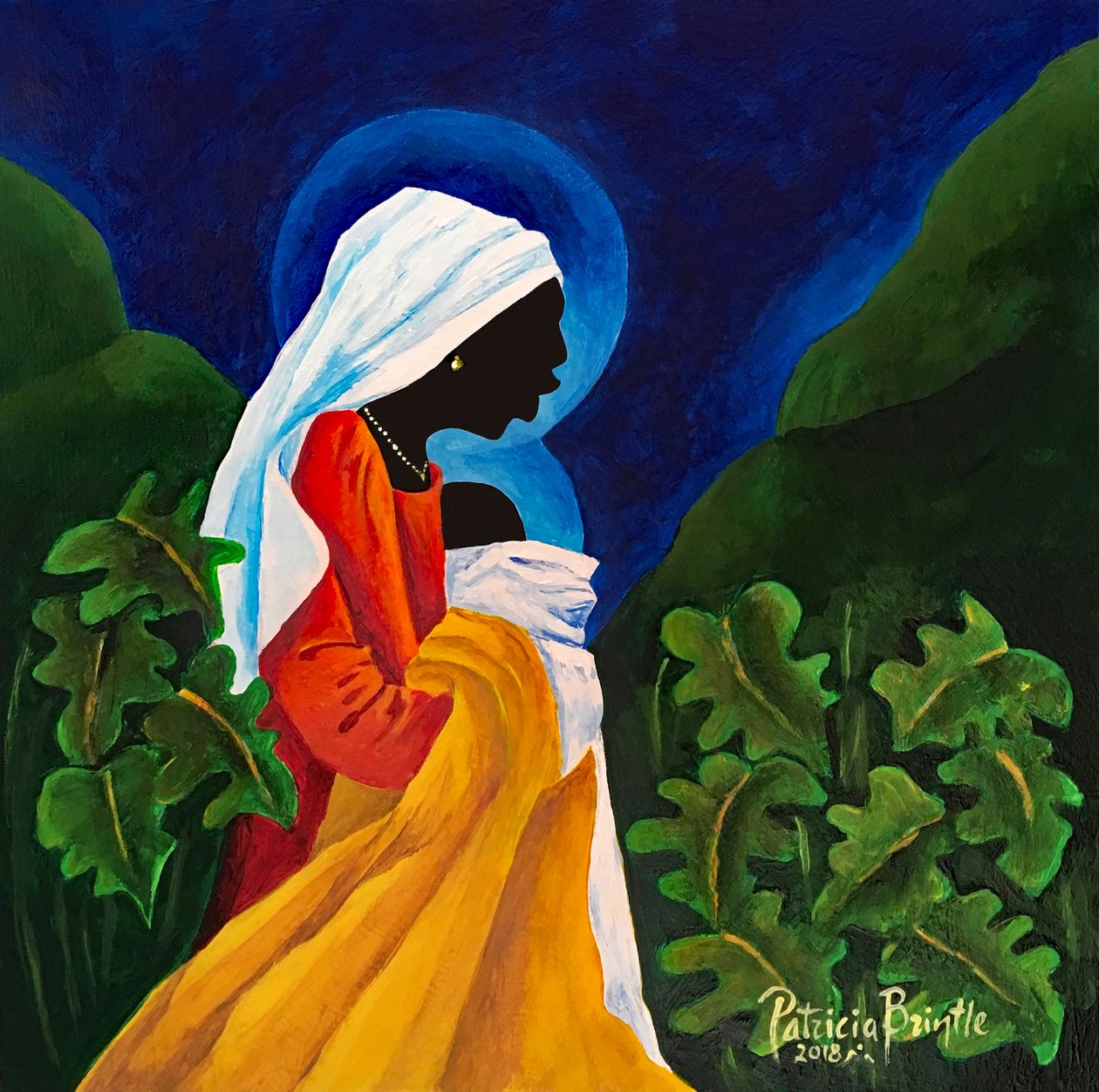 Madonna and Child - Gentle Song - 2018 (acrylic on wood) by Patricia Brintle