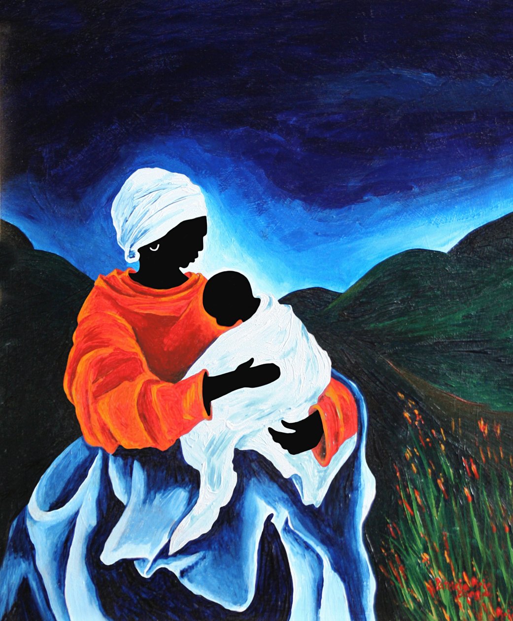 Madonna ve çocuk - Lullabye, 2008 (ahşap üzerine akrilik) by Patricia Brintle