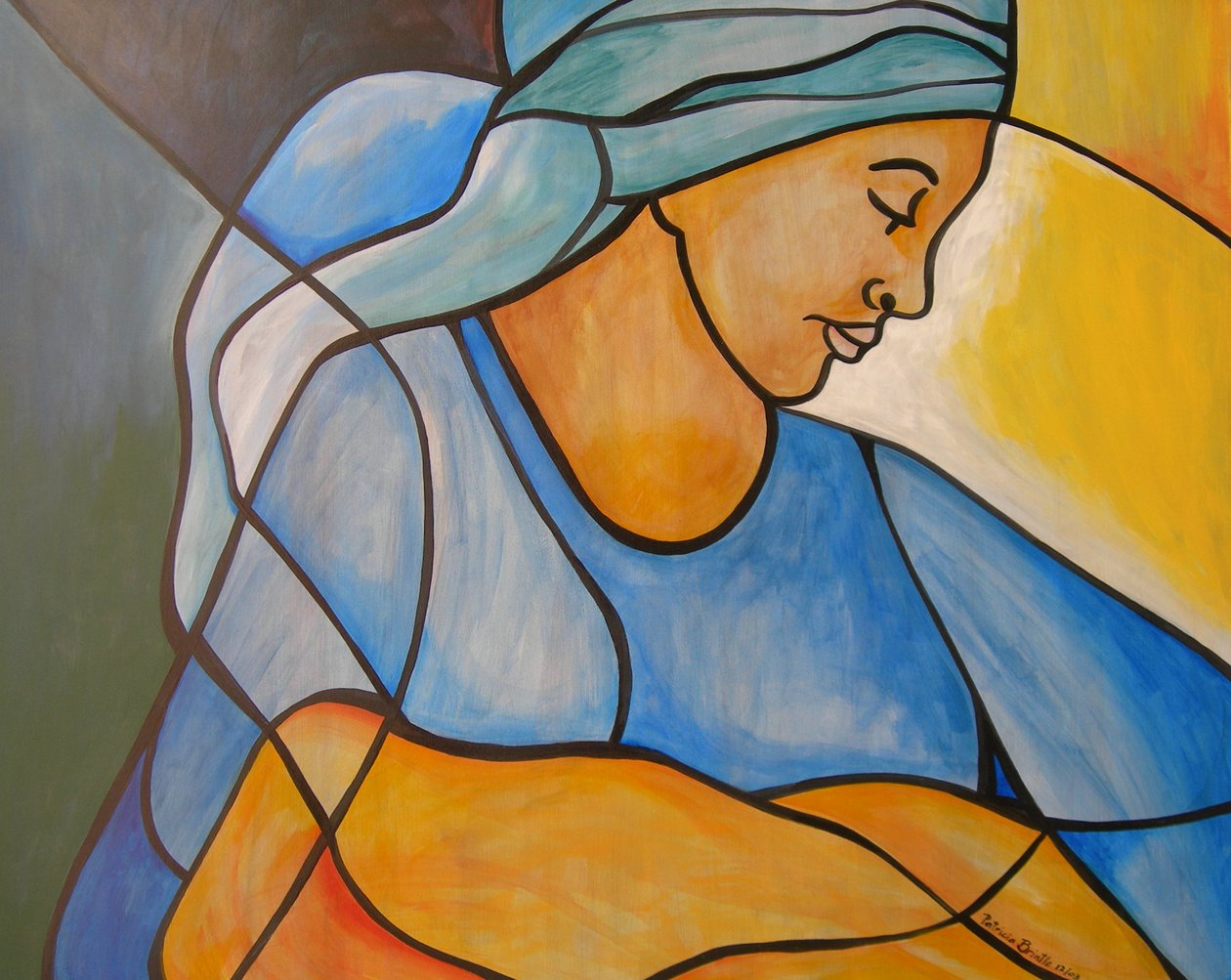 Madonna and child, 2004 (acrylic on masonite) by Patricia Brintle
