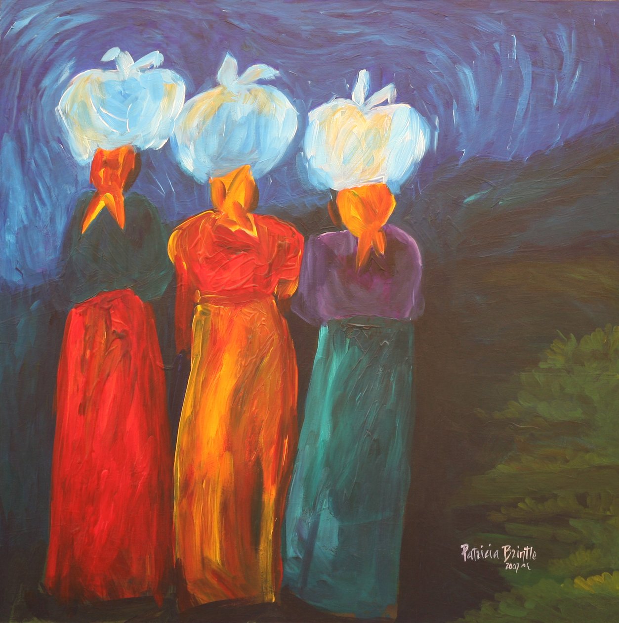 Üç Kız Kardeş, 2007 (tuval üzerine akrilik) by Patricia Brintle